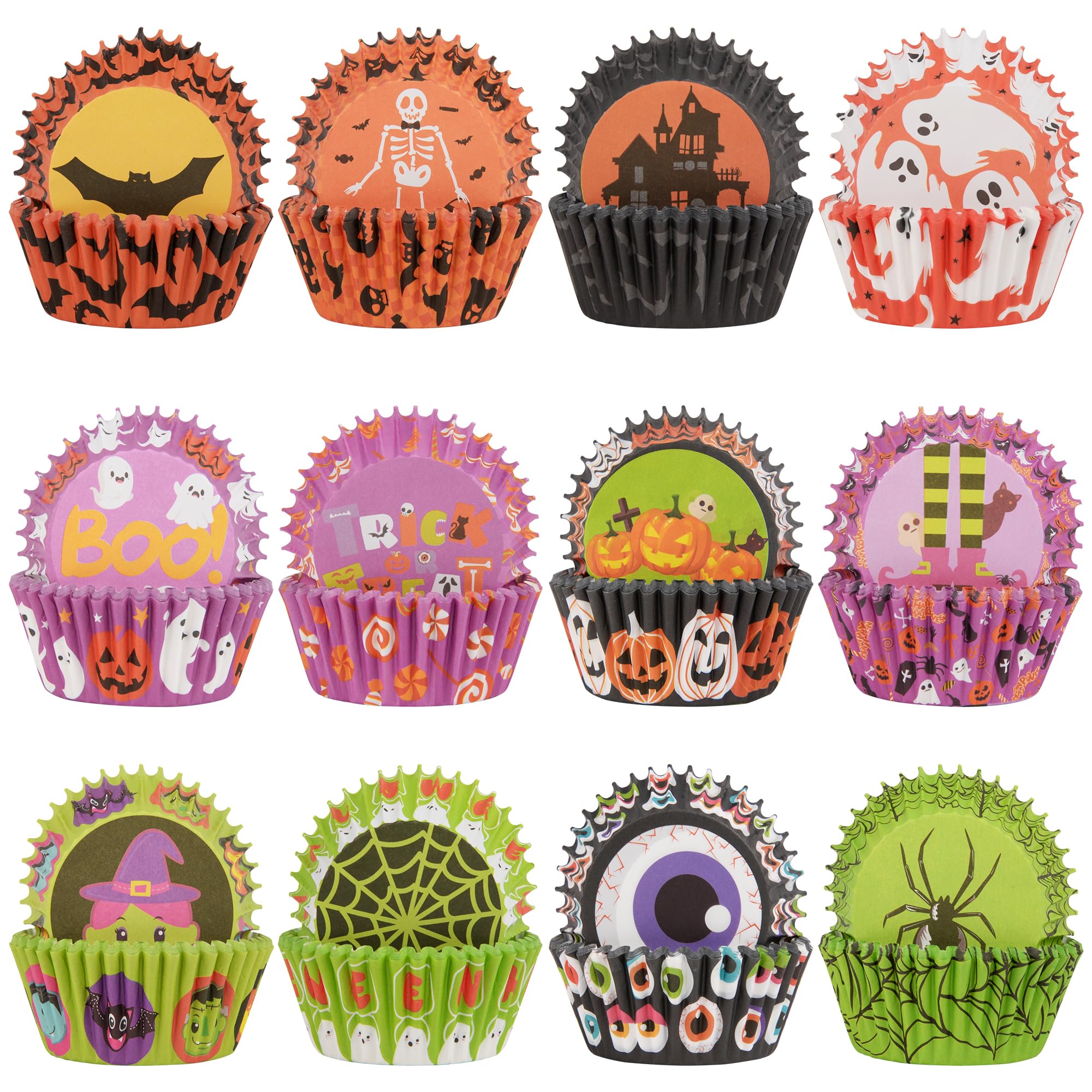 600 Pack Halloween Cupcake Liners Cupcake Wrappers Disposable Baking Cups Muffin Liners for Halloween Party Candy Cake Decorations Supplies (12 Styles)