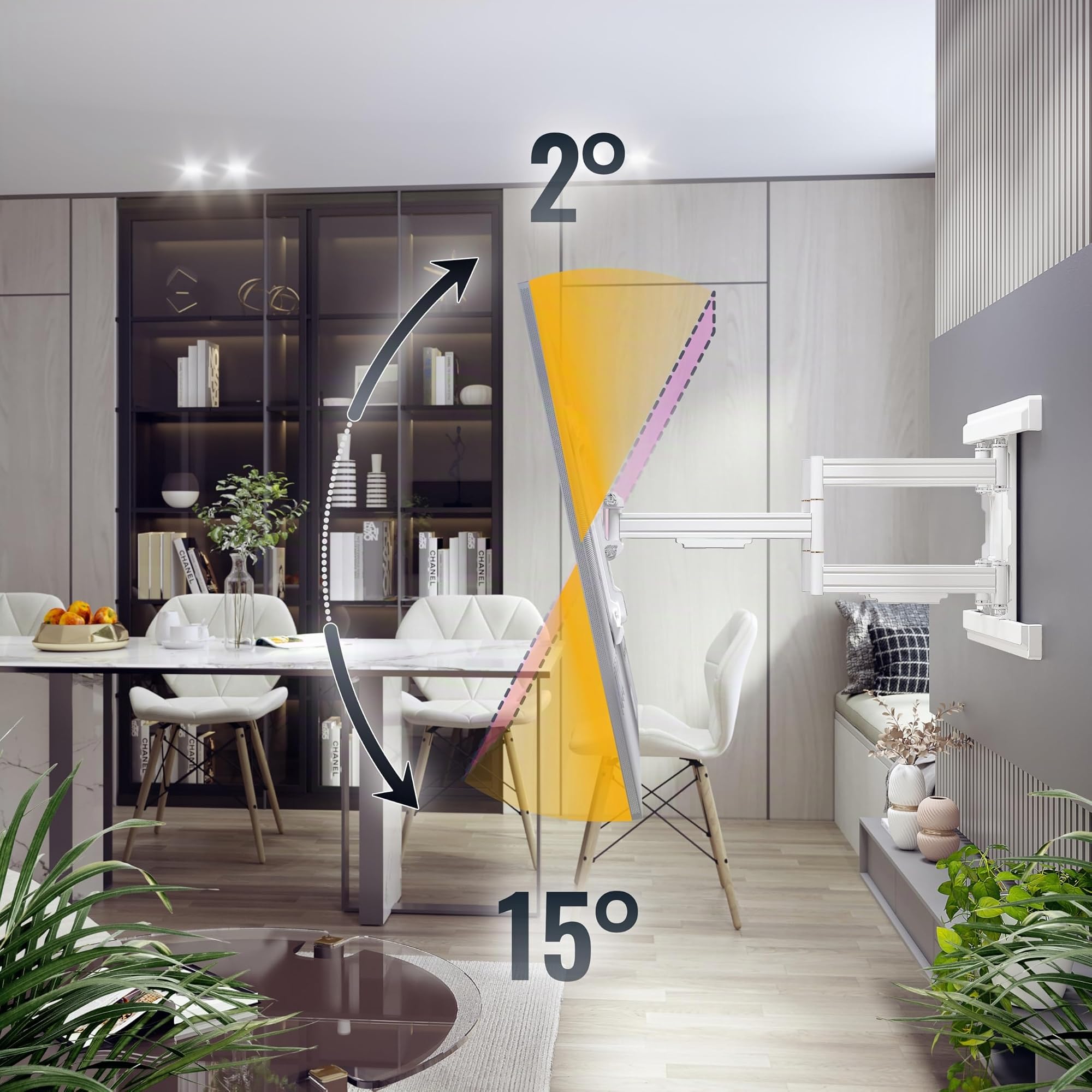 RICOO S7564-W Supporto TV da parete Staffa TV 55-100 pollici per 55 100 pollici girevole inclinabile fino a 70 kg max VESA 600x400