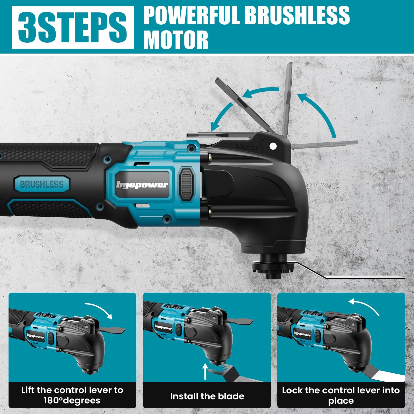 Multifunktionswerkzeug Akku, Oszillationswerkzeug kompatibel mit Makita 18V, 6 Variable Geschwindigkeiten Multitool, 23 Zubehör, für Schneiden, Schleifen, Schaben(Ohne Batterie)