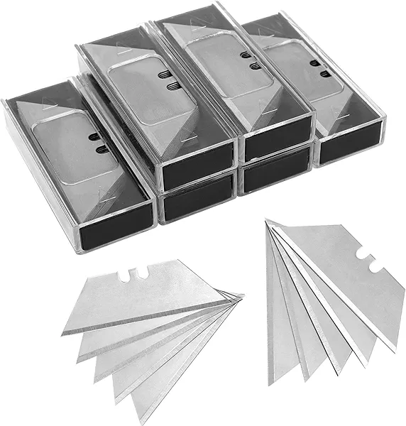 Vickay 60 Pack Utility Knife Blades, SK5 Steel Heavy Duty Box Cutter Replacement Blades with Plastic Case, Standard Size Razor Blades for Most Standard Utility Knives