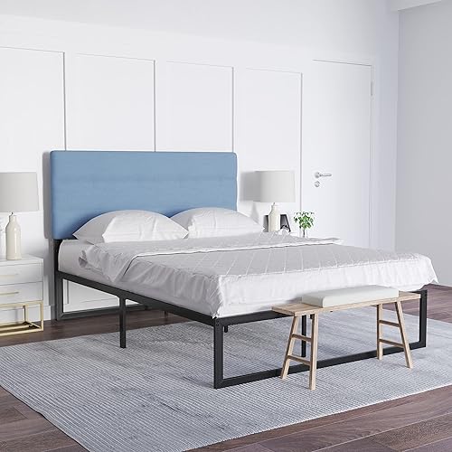 Miniatura 10 de EMMA + OLIVER Gannon - Cabecero tamaño individual, tapicería de tela color gris topo, altura ajustable, montaje en 30 minutos o menos, adecuado para