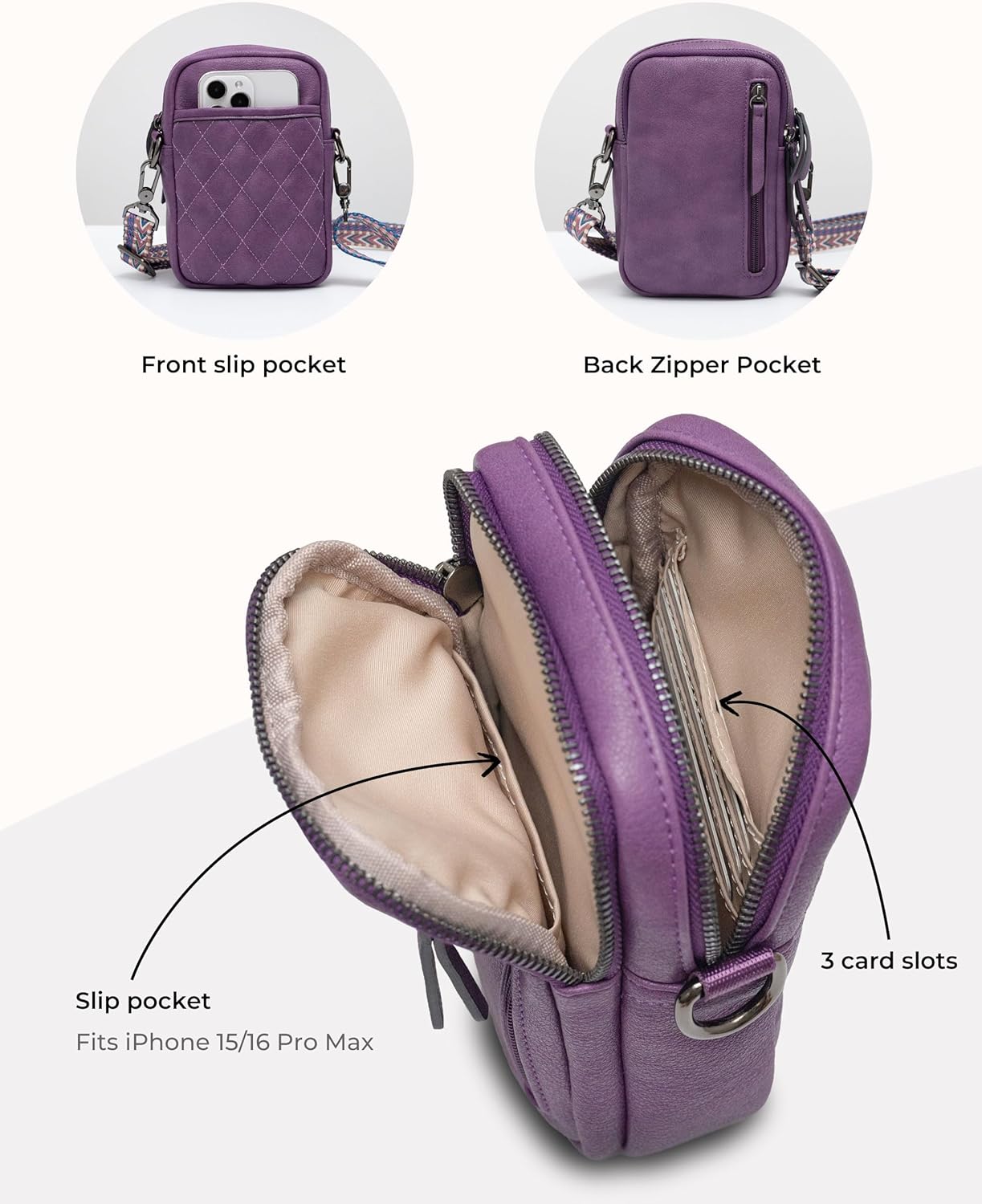 Alldaily Small Crossbody Bag for Women Vegan Leather Phone Purse with Card Slots - Image 3