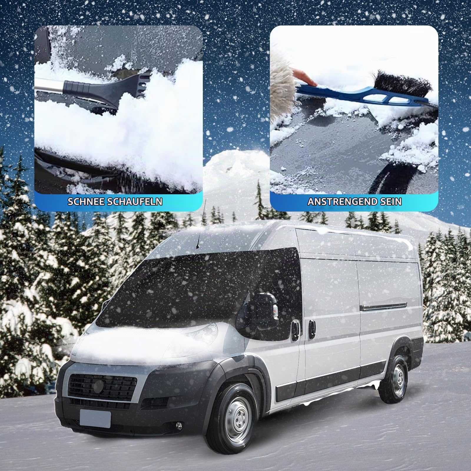 Frontschutzplane FIAT Ducato 2006-2023 Wohnmobil, Sonnenschutz Auto Frontscheibe, Geeignet für FIAT Ducato+, Peugeot Boxer, Citroen Jumper