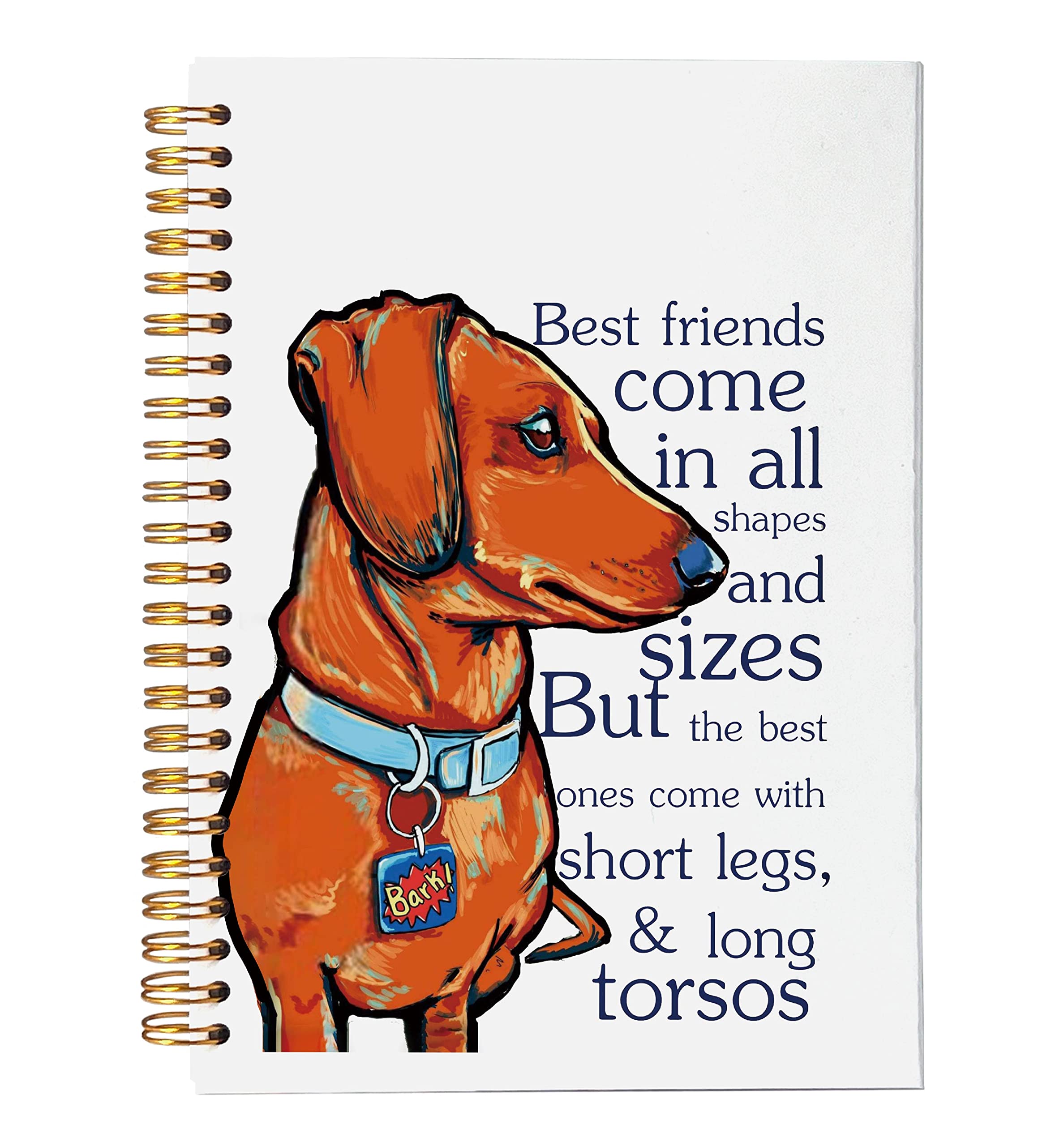 VNWEK Funny Dachshund Weiner Dog Spiral Notebook Journal 5.5 x 8.3 inches,Dog Themed Lined Hardcover Spiral Notebook,Gifts for Dachshund Lovers Owners