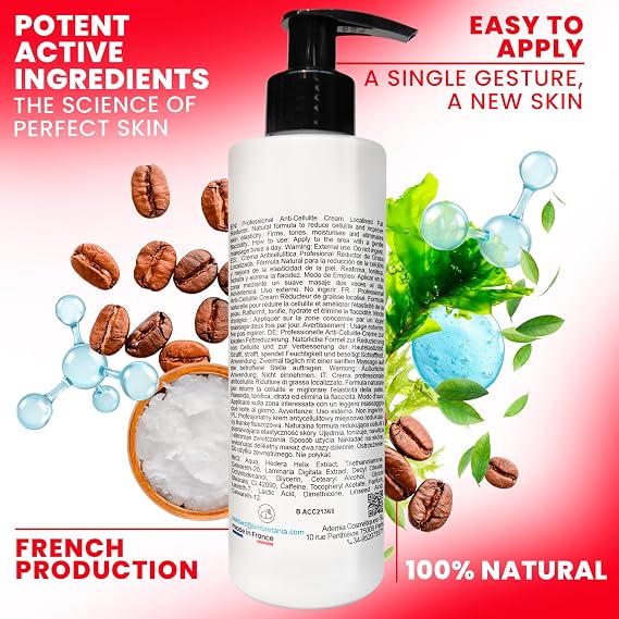 bleu & marine Bretania - Professional Strength Anti Cellulite Cream | 4in1 Formula with Caffeine & Algae | Detox Effect & Fat Burning Action | Marine Cosmetics for Healthier Skin, Ivory, 1000 ml