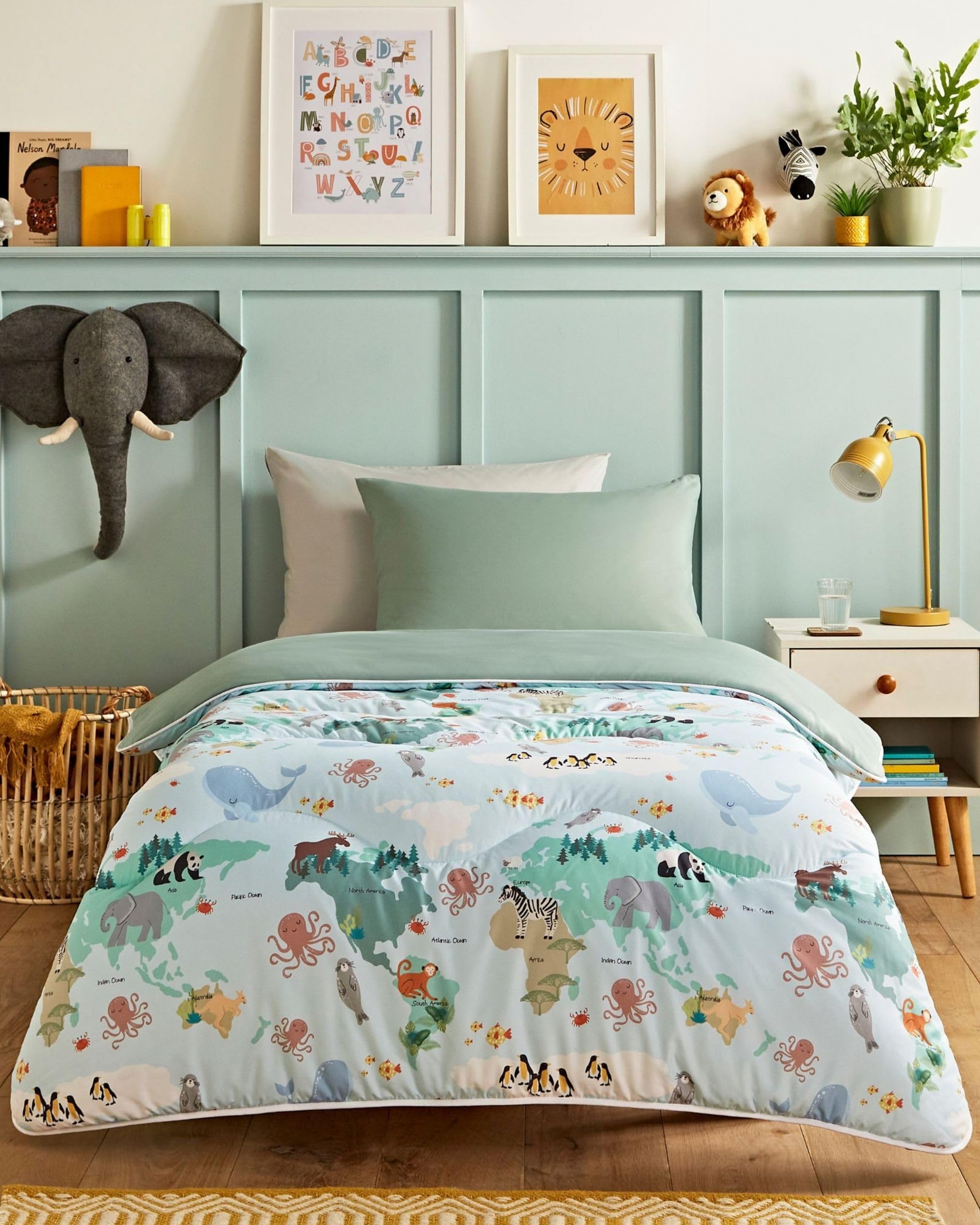 Night Lark Children's Coverless Duvet 10.5 Tog - Animal Atlas, Single