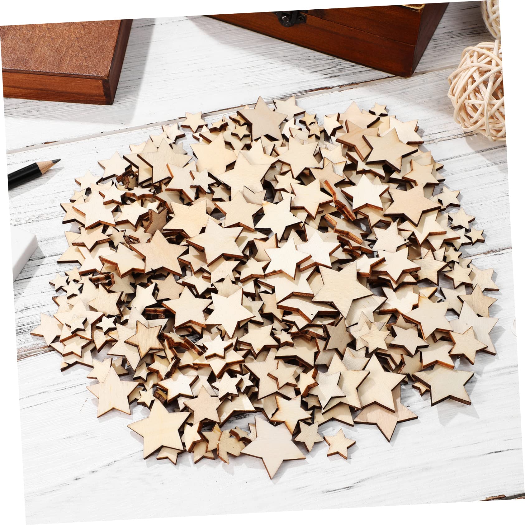 Yardenfun Holzsterne 100 Stück 6 Cm - DIY Dekoration Für Weihnachten & Bastelprojekte