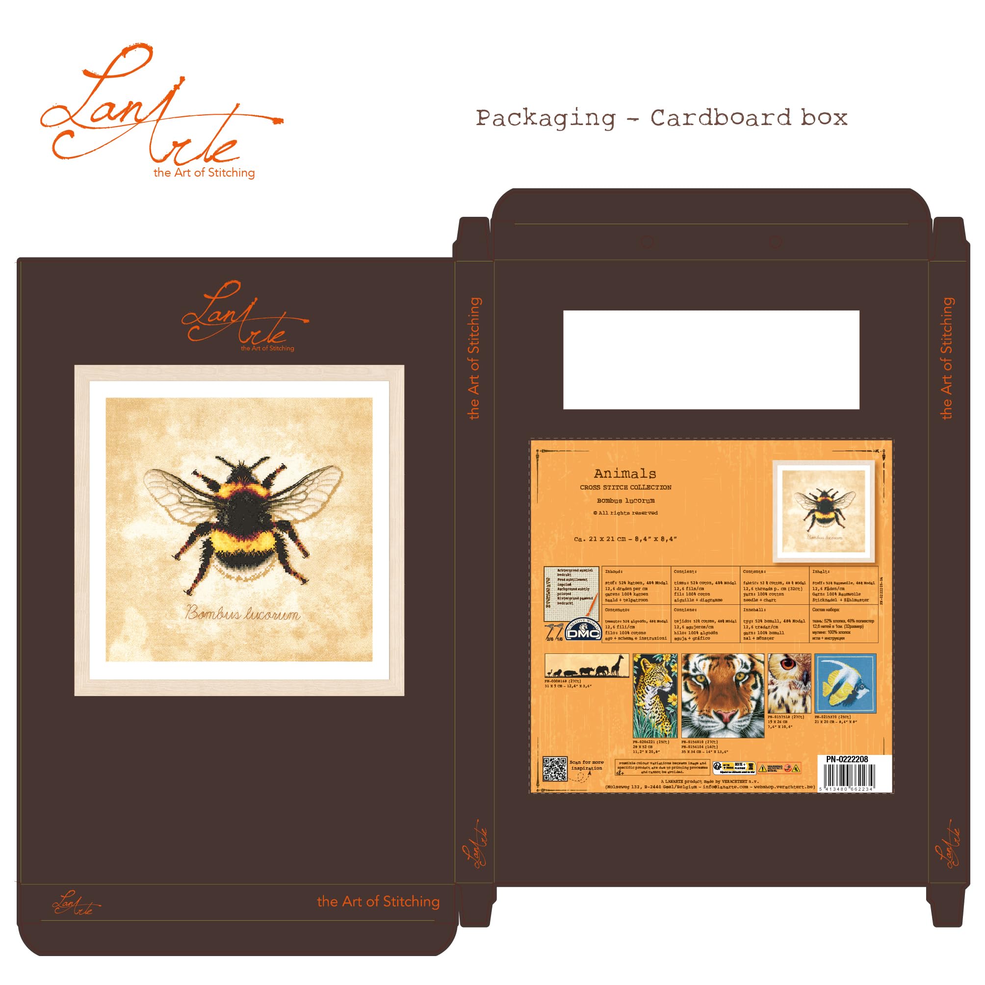 LANARTE Haft Krzyżykowy Liczony Zestaw Obraz do Haftu BOMBUS LUCORUM Zrób to Sam Zestaw Kreatywny dla Dorosłych Rękodzieło Artystyczne 21 x 21 cm Dekoracja Ścienna DIY Cross Stitch Kit