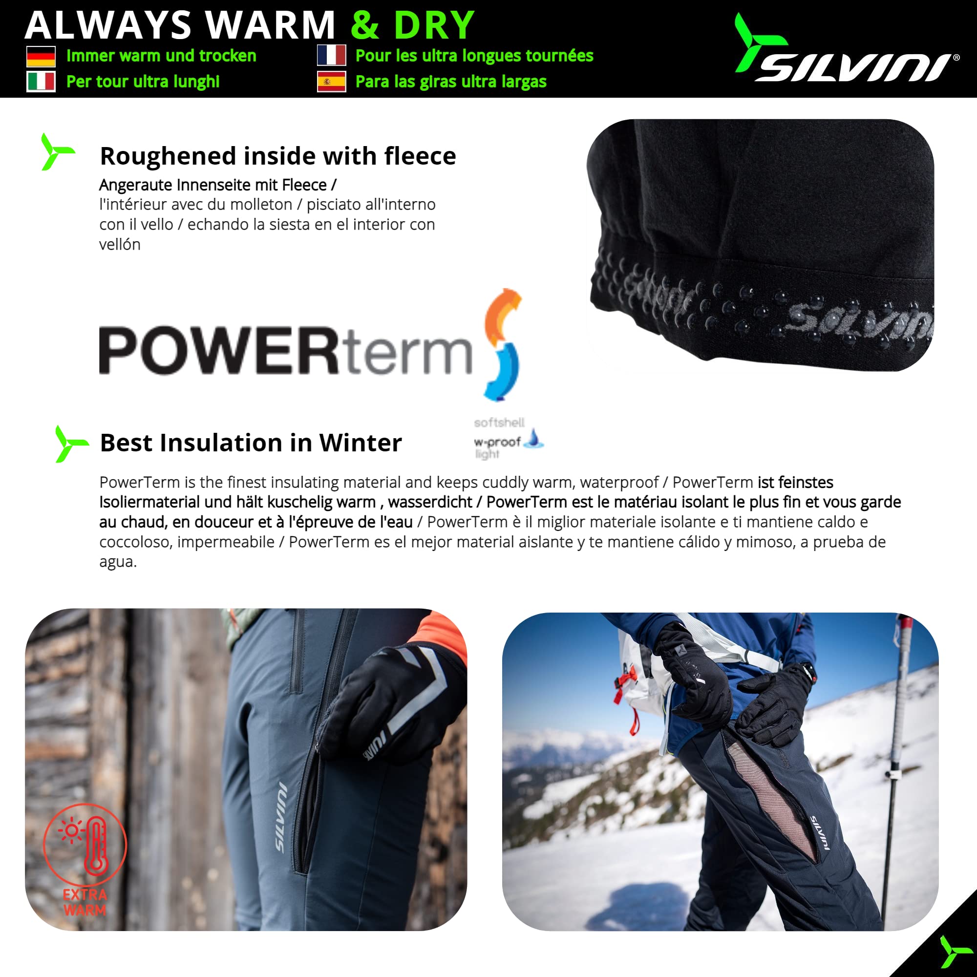 SILVINI SORACTE/SORACTE PRO Pantalon de ski de fond pour femme Pantalon softshell pour femme Pantalon de randonnée d'hiver pour femme Pantalon thermique pour femme Pantalon d'hiver pour femme Pantalon