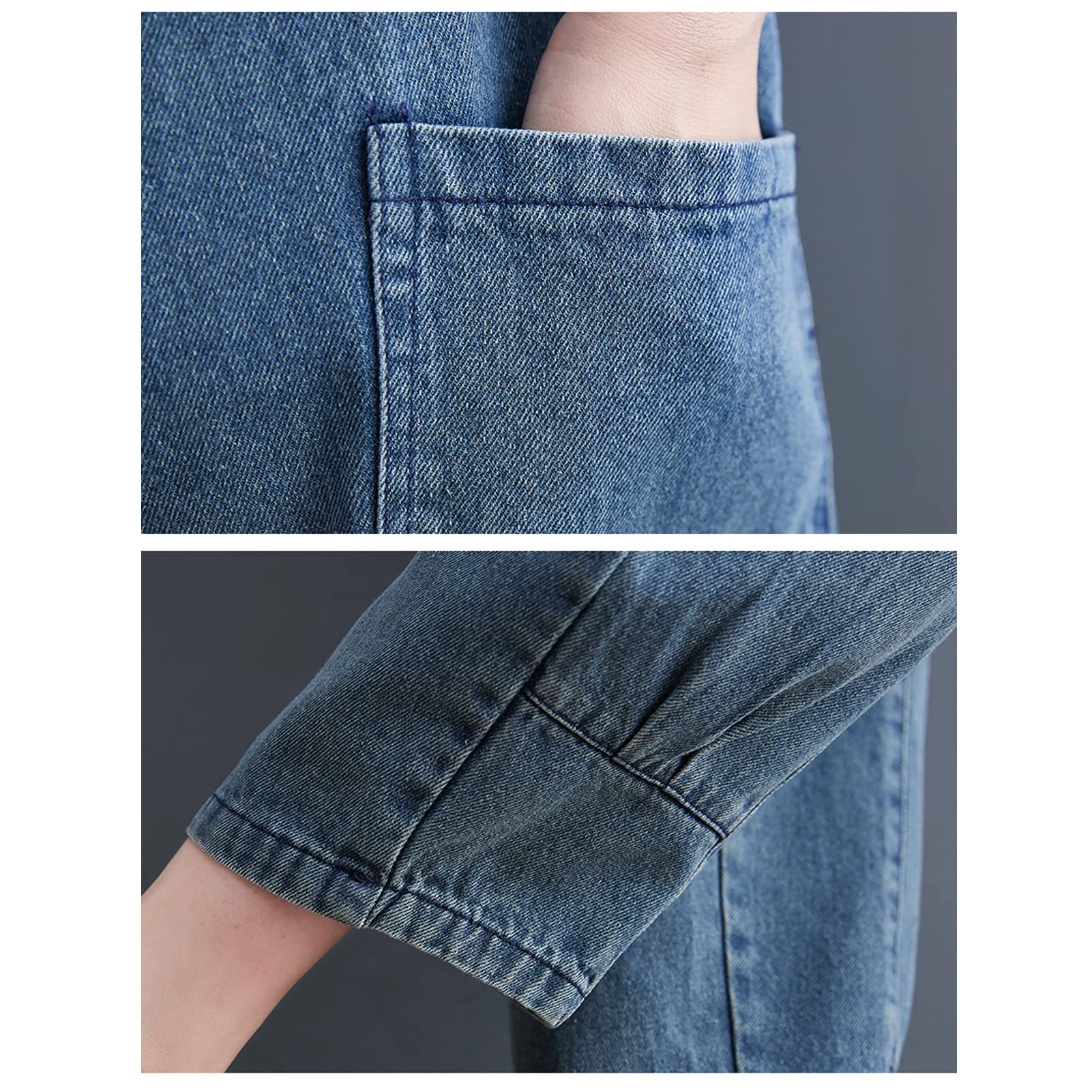 Salopette Donna Jeans retrò in Denim Lunga Regolabile Cinturino Senza Maniche Tute Baggy Casual a Gamba Larga Pantaloni Dungarees Overall Jumpsuit Blue-XXL