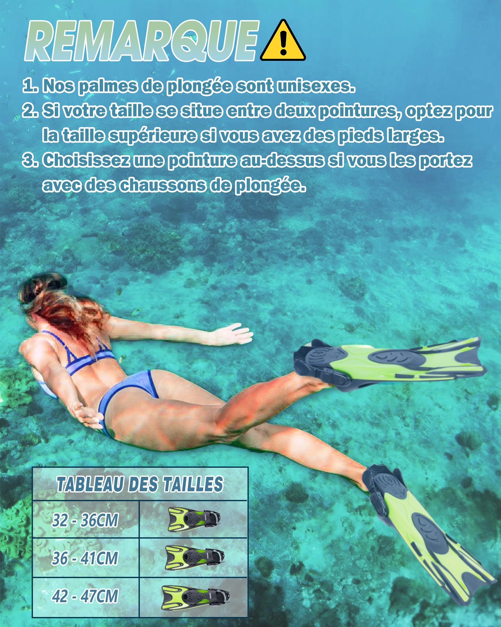 Hikeen Palmes de Plongée Réglables: Palmes Courtes pour Adultes et Jeunes, Palmes Natation Piscine Unisexe à Talon Ouvert, Palmes d'apnée Légères avec Sac Filet