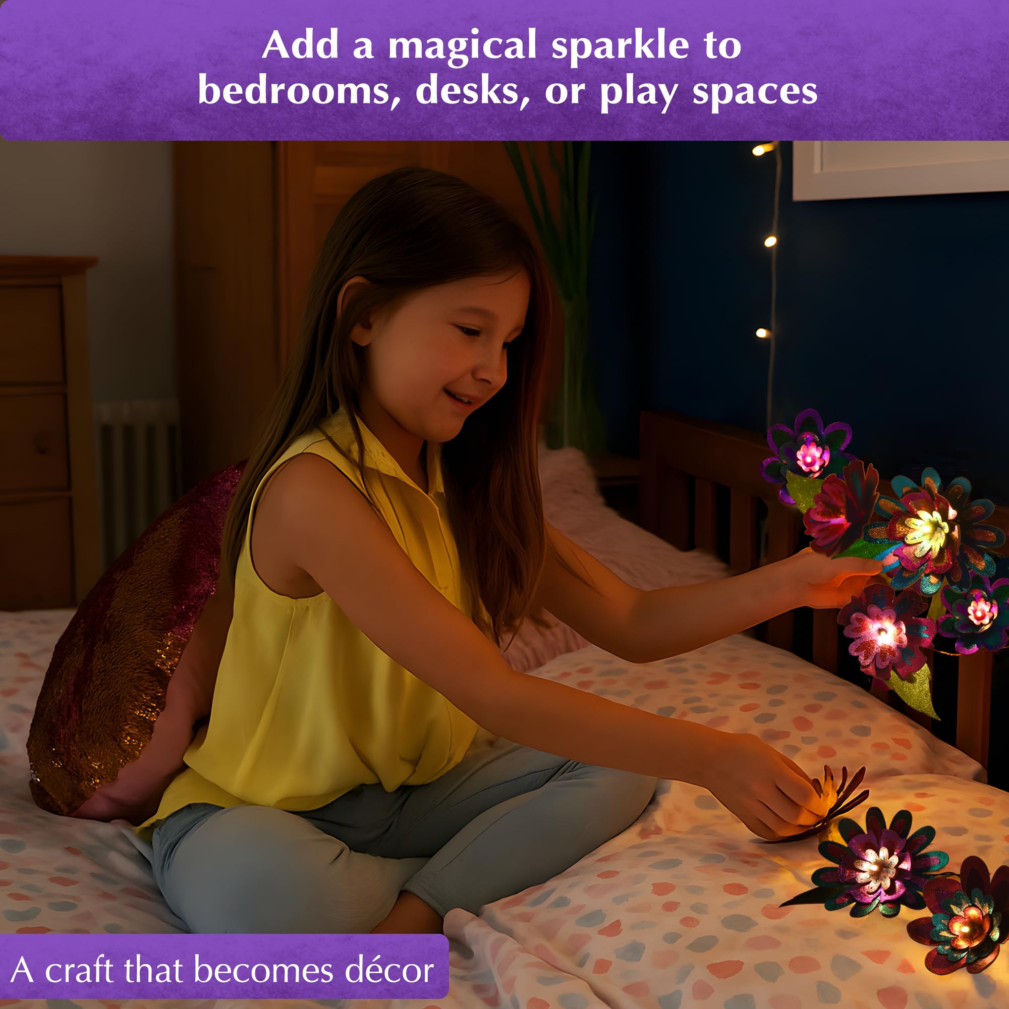 Flower Lights Craft Kit - DIY Glowing Foil Art for Girls -7 Flower Lights Craft Kit - DIY Glowing Foil Art for Girls -7