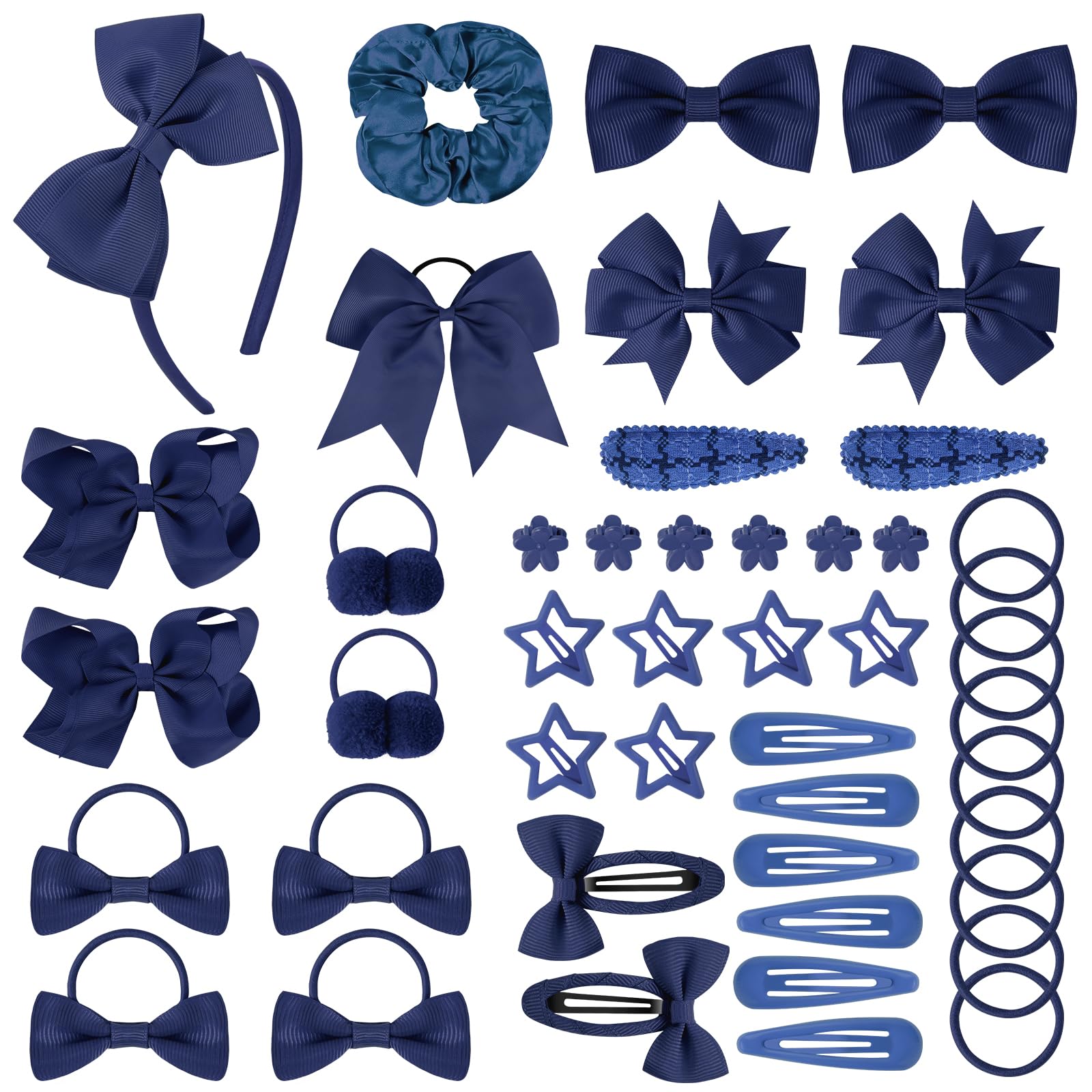 LOPHE 77 Pièces Bandeau à Noeud pour Enfants Pinces à Cheveux Ensemble de Bandeaux, Ensemble d'Accessoires pour Cheveux avec Décoration de Noeud, Adapté aux Cadeaux d'Anniversaire de Noël