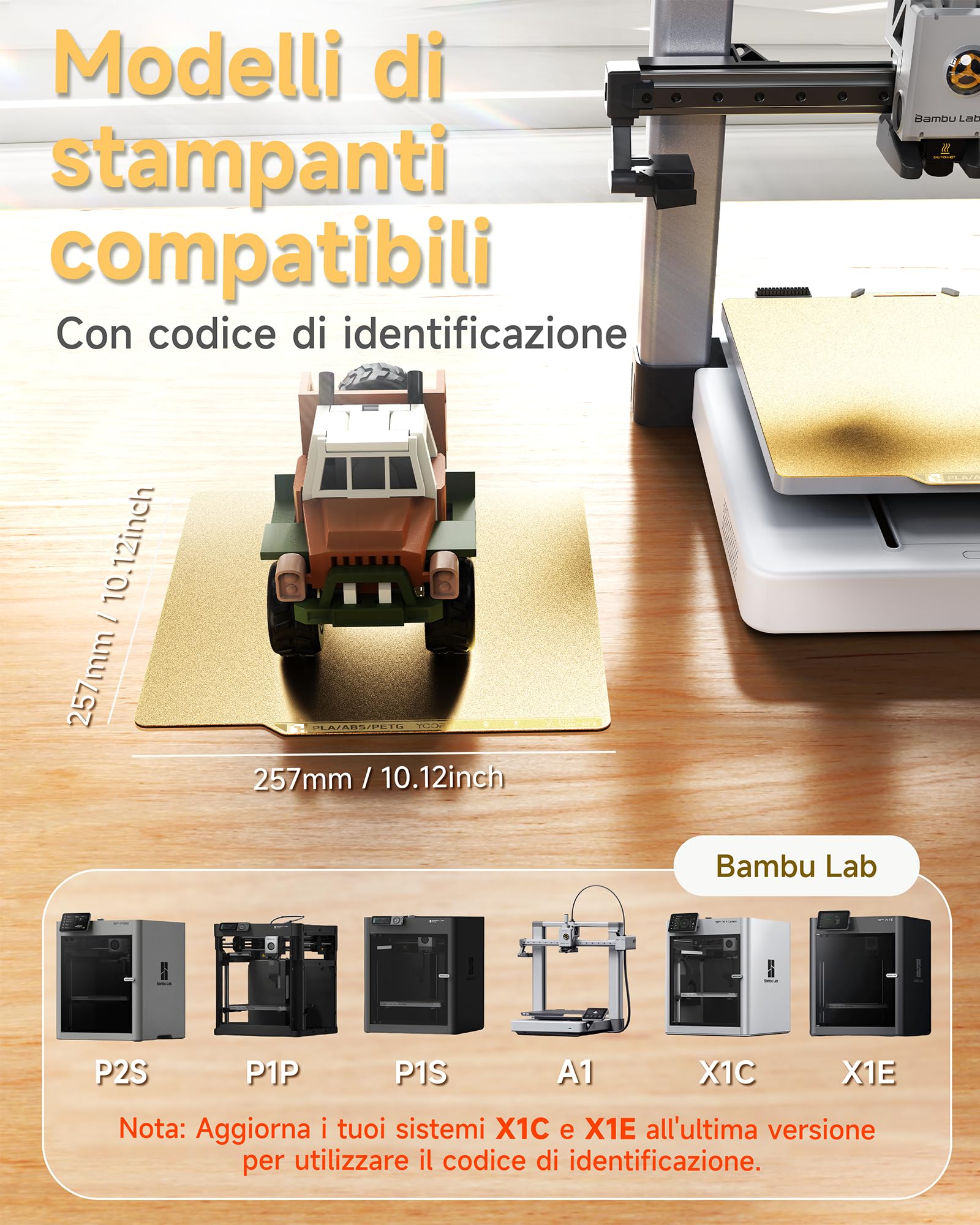 YOOPAI Bambu Lab P2S P1S A1 X1 X1C X1E P1P - Piastra di stampa in PEI testurizzata su entrambi i lati, 257 x 257 mm, 2 pezzi