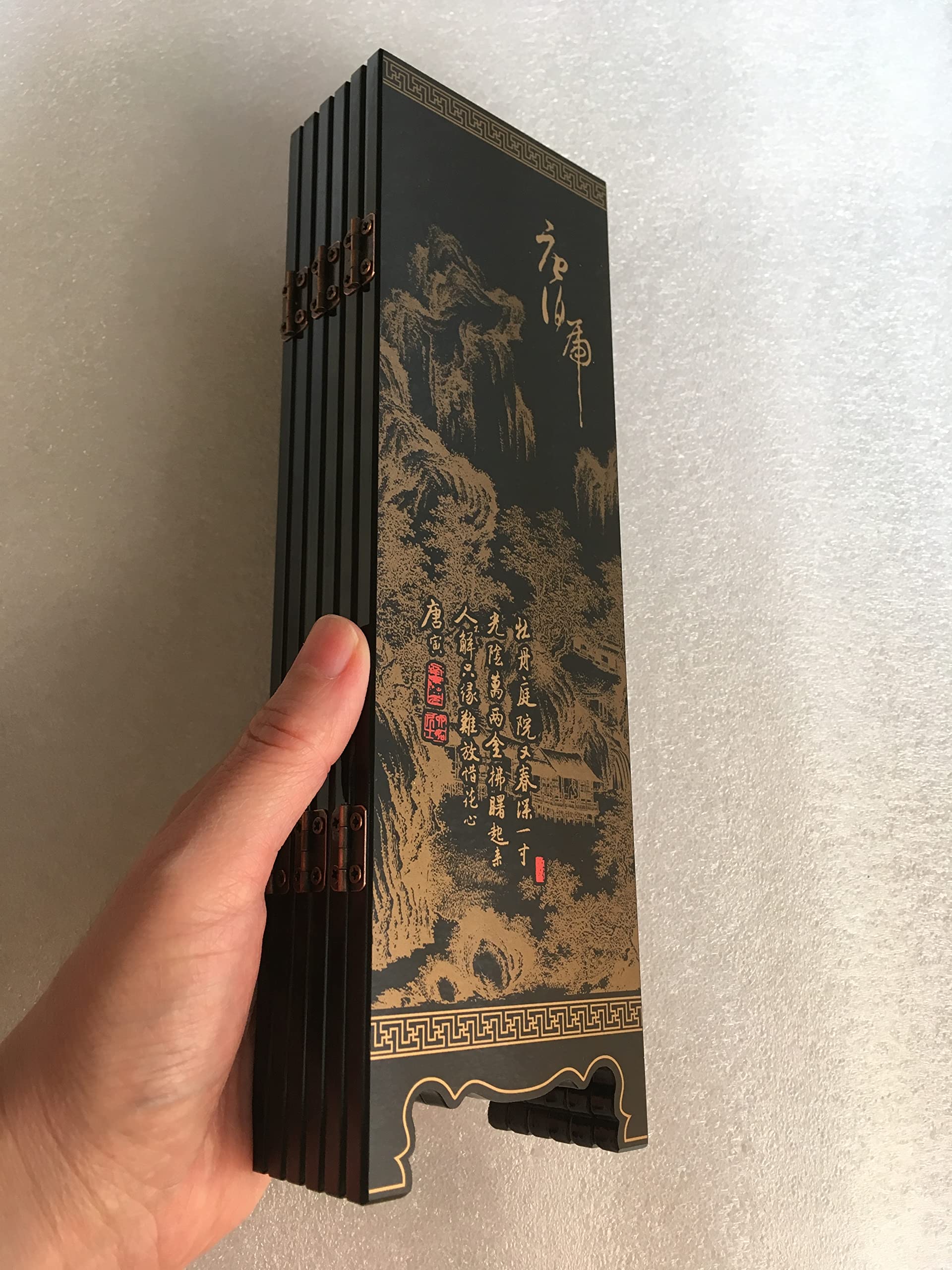 Decoraciones para el hogar, divisor de 6 paneles, mini pantalla plegable, laca china, mini pantalla plegable de escritorio, adornos de Feng Shui, regalo oriental, regalo de negocios 3