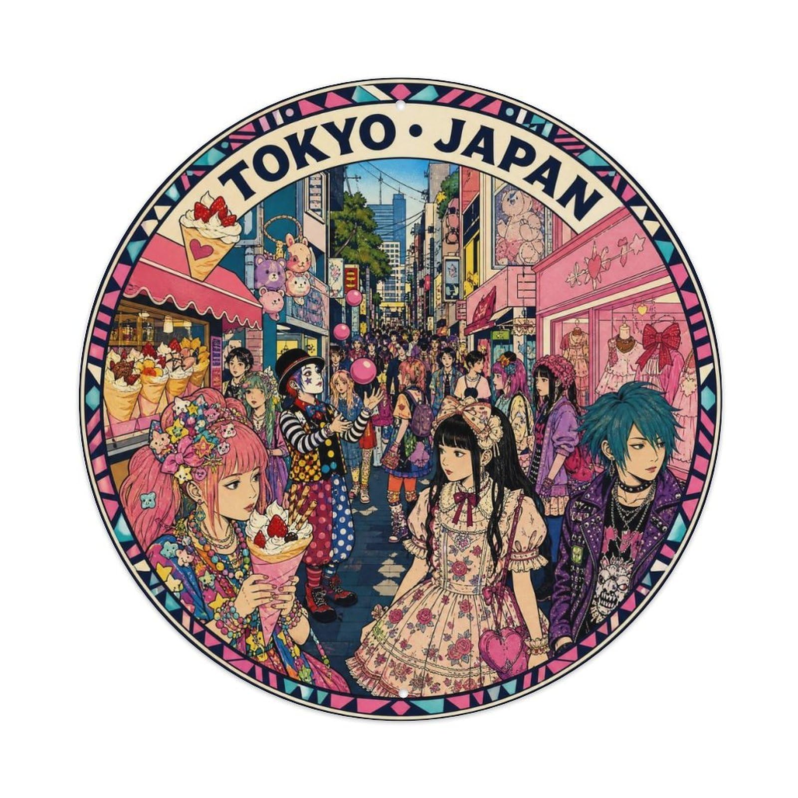 Olhnbad Style Tokyo Harajuku Takeshita Street Fashion City Landmark Metal Tin Sign