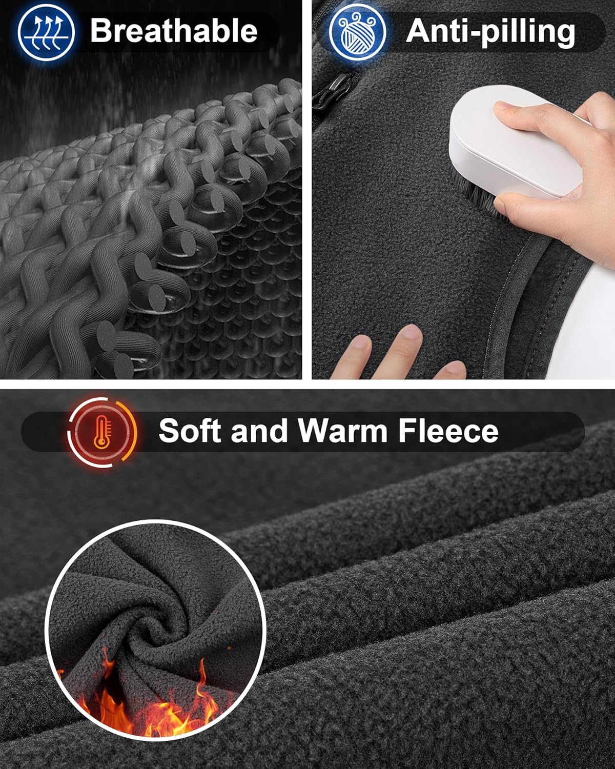 Outdoor Ventures Men's Full-Zip Lightweight Polar Fleece Vest Outerwear with 5 Pockets Warm Winter Sleeveless Jacket Casual - Image 5