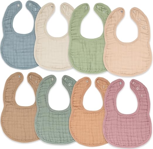 Comfy Cubs Muslin Baby Bibs, Drool Bibs, Adjustable with Easy Snaps, Teething & Drooling, Absorbent Bibs for Boys & Girls