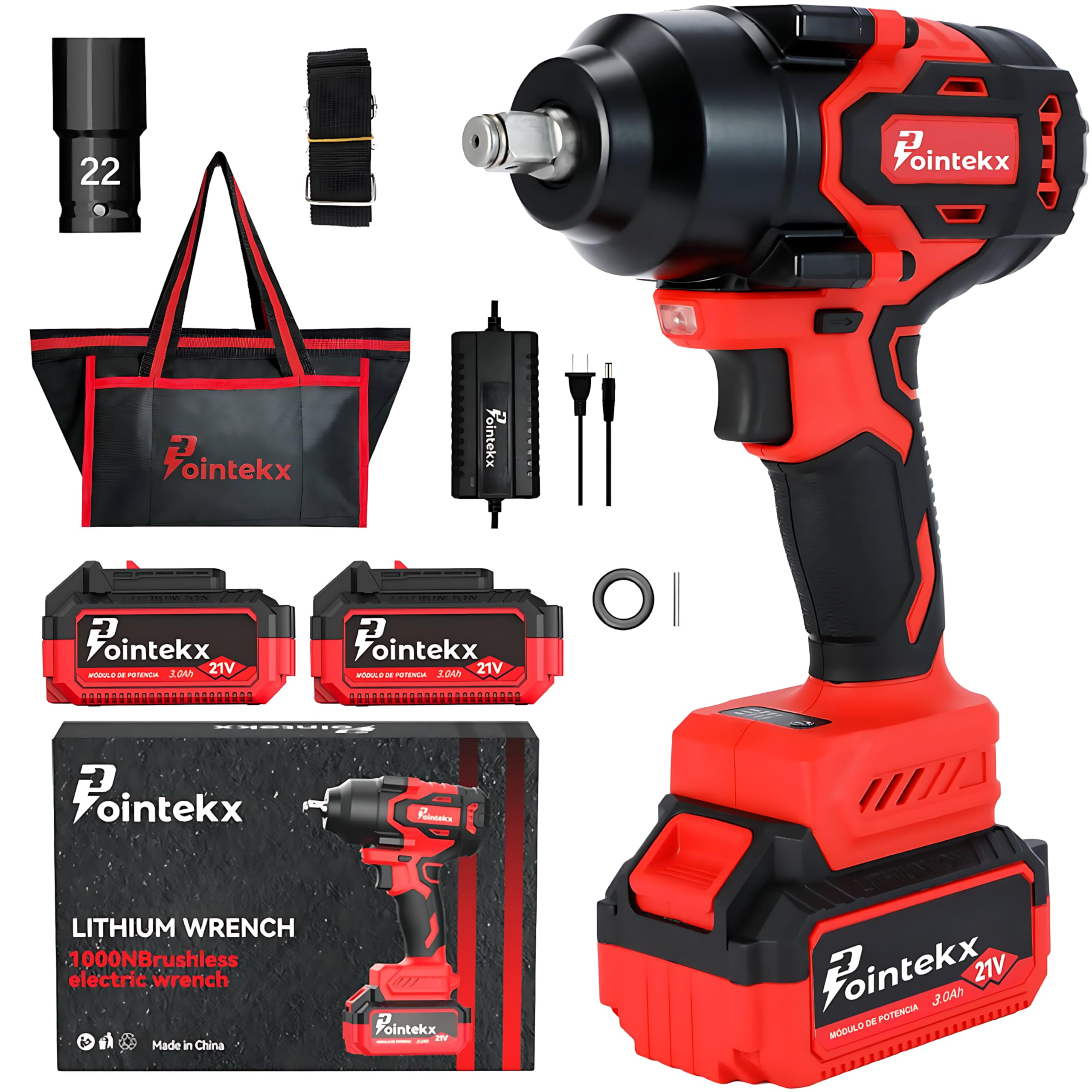 POINTEKX Llave de Impacto Inalámbrica 1/2"