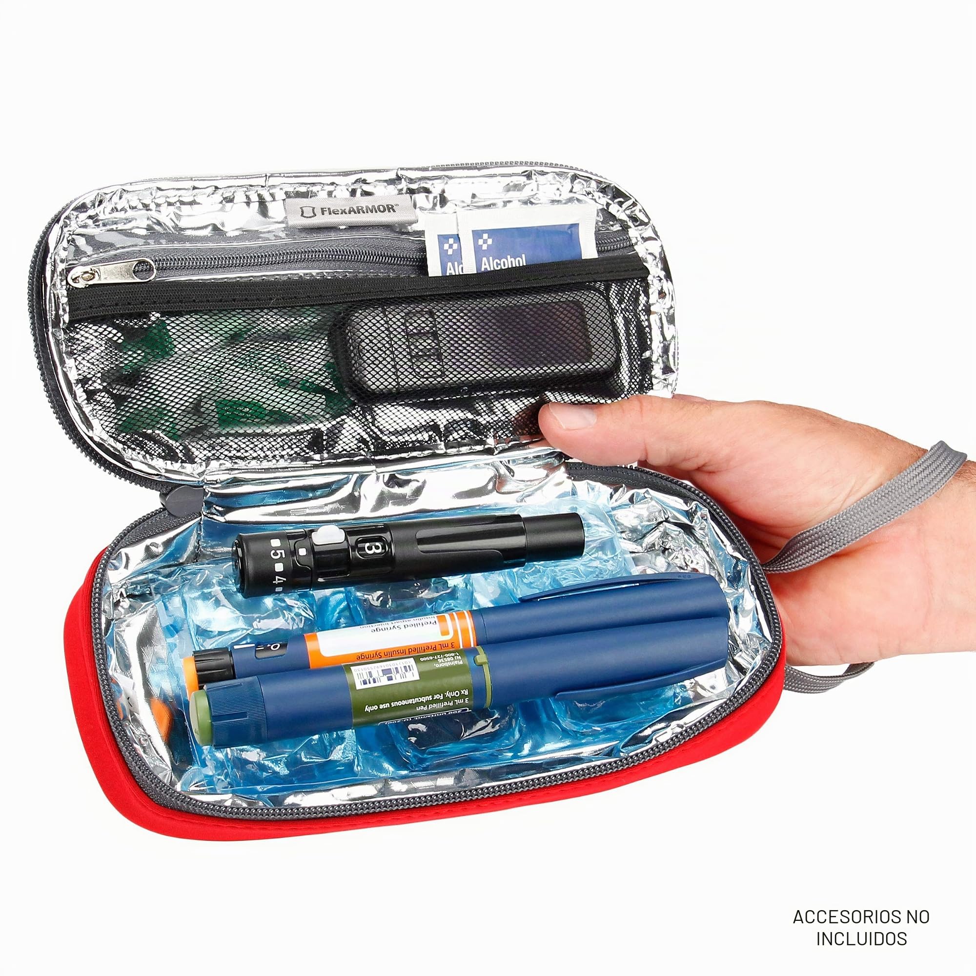 USA GEAR Bolsa para Diabéticos - Estuche de Viaje con Enfriador de Insulina con Interior Aislado Compatible con Agujas de Pluma de Insulina, Kit de Lanceta y más Suministros para Diabéticos - Rojo