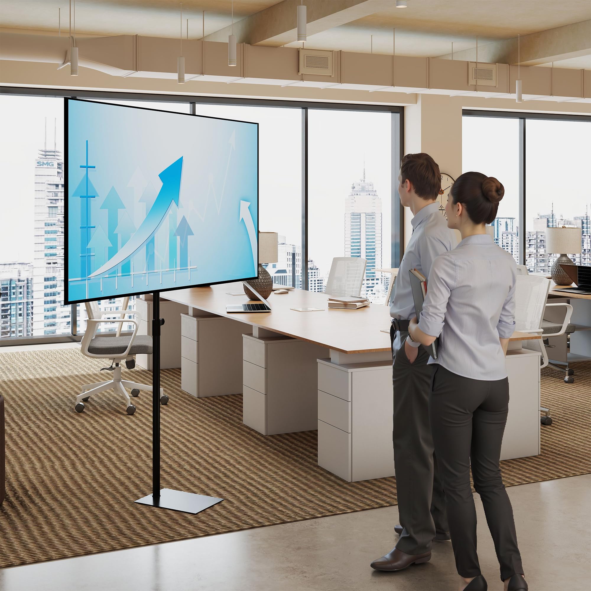 Drehbar TV Ständer für 14-43 Zoll Fernseher | Bis 20 kg, Höhenverstellbar 130-189 cm, Bodenständer, Für Wohnzimmer und Büro,Vasa 200 mm × 200 mm