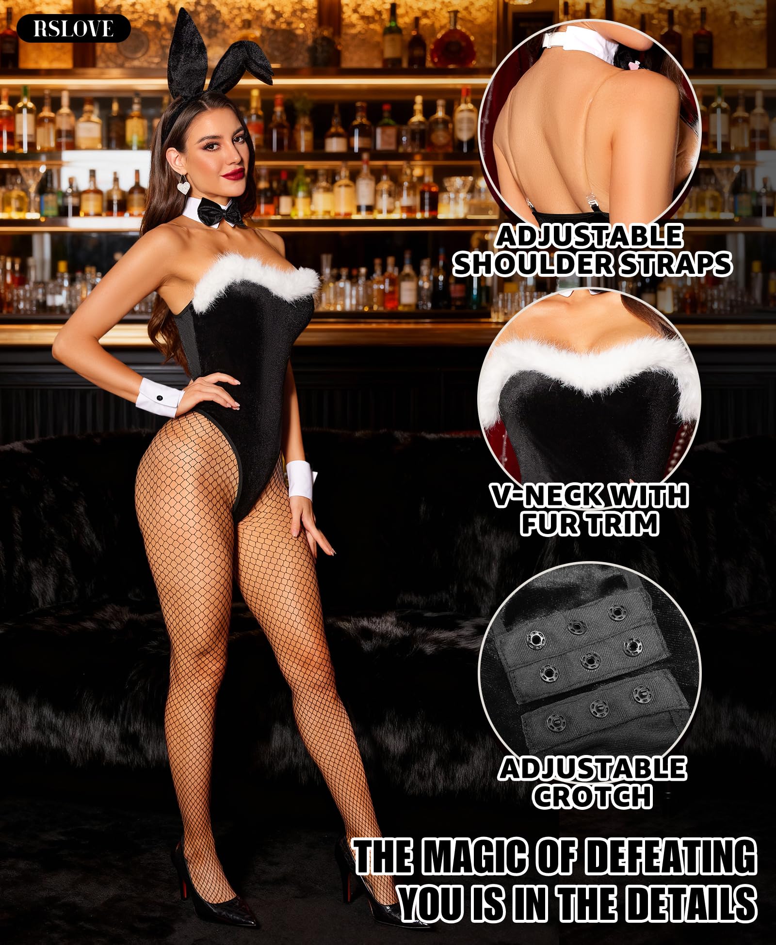 RSLOVE Halloween Costume Femme Sexy - Bunny Girl Cosplay Bunny Costume Deguisement Femme