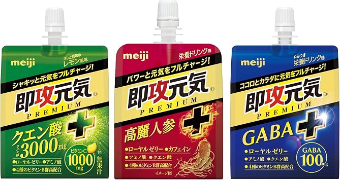 Premium Series Instant Ginseng & Citric Acid & GABA Jelly 6.3 oz 180 g x 18 Packs 3 Types x 6 each