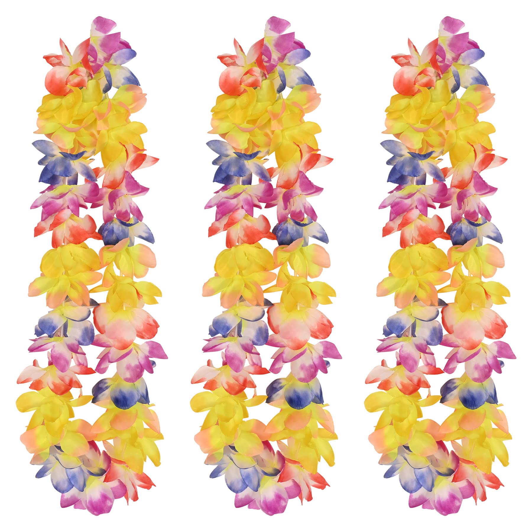 Beistle3 Piece 40" Polyester Fabric Sunrise Floral Hawaiian Leis For Luau Party Supplies And Tropical Themed Favors, Multicolor