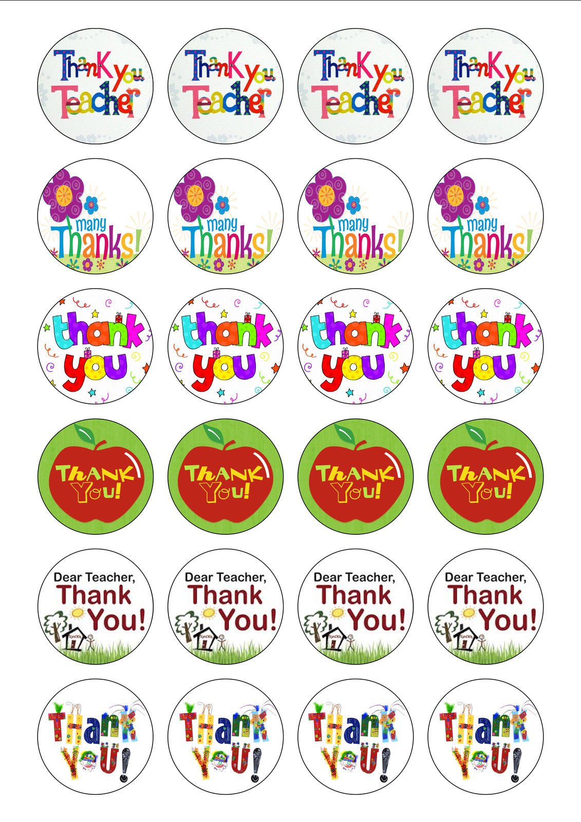 Buy 24 PRE Cut Thank You Teacher Edible Wafer Paper Cake Toppers buy-24-pre-cut-thank-you-teacher-edible-wafer-paper-cake-toppers