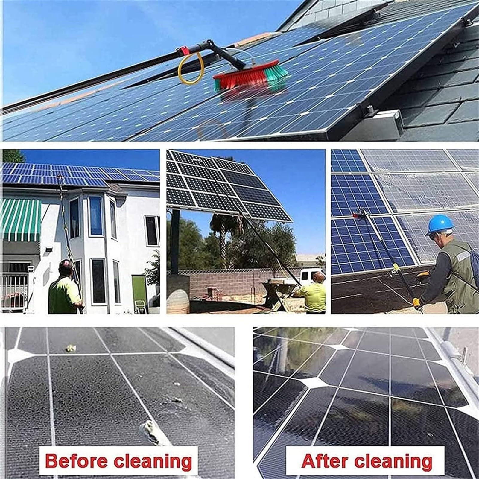 Teles - Cepillo de limpieza de ventanas con suministro de agua, sistema de limpieza de paneles solares, kit de lavado de ventanas extensible para limpieza brillante