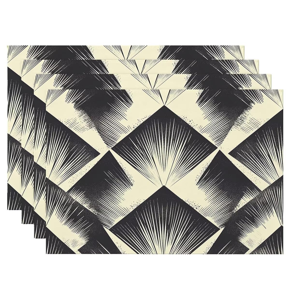 Set de table 48x35cm abstrait en lin lavable géométrie lot de 4