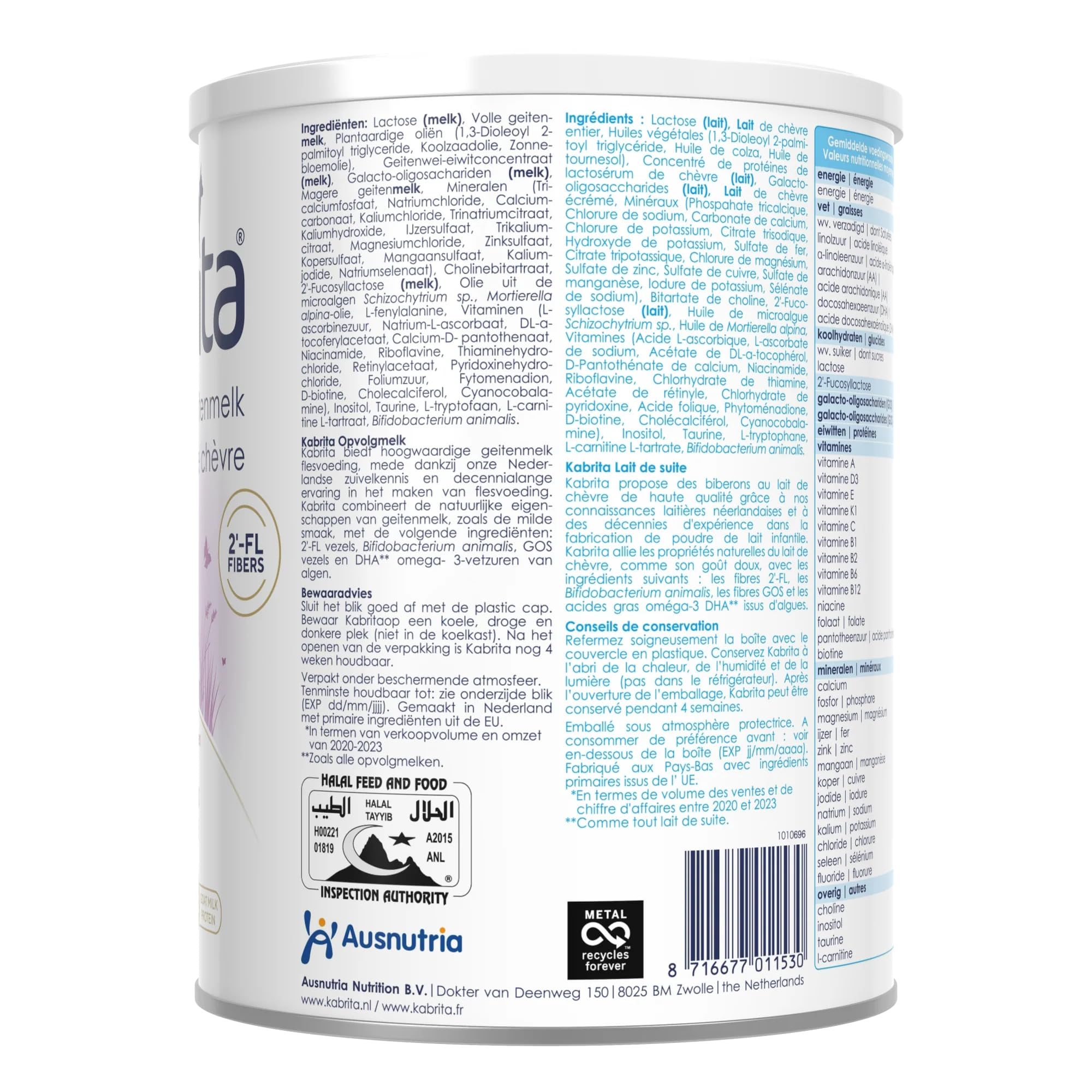 Kabrita 2 Lait de suite au Lait de Chèvre – Formule bébé 6–12 mois – Avec DHA, prébiotiques & vitamines – 800 g