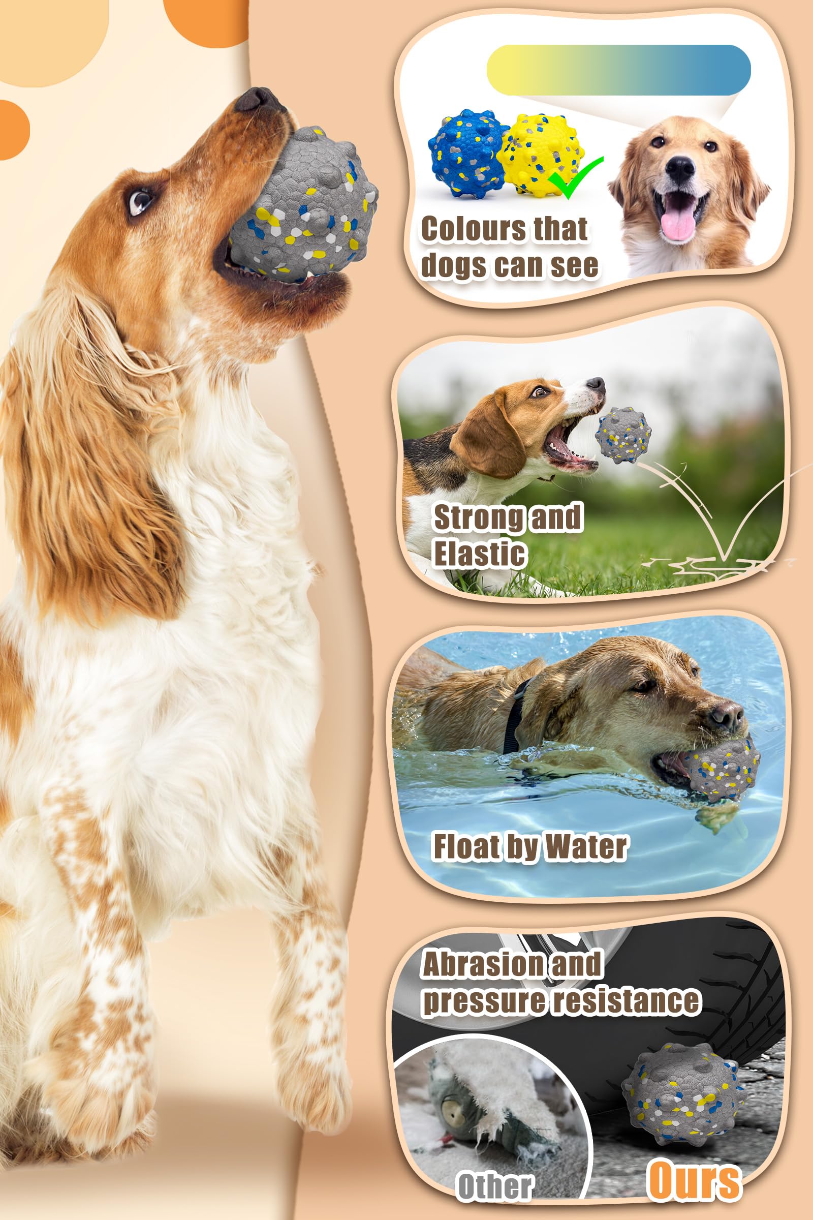 Pelotas de perro mejoradas para masticadores agresivos, pelotas de tenis indestructibles para perros, pelotas de juguete duraderas para perros, juguetes interactivos para perros para juegos de
