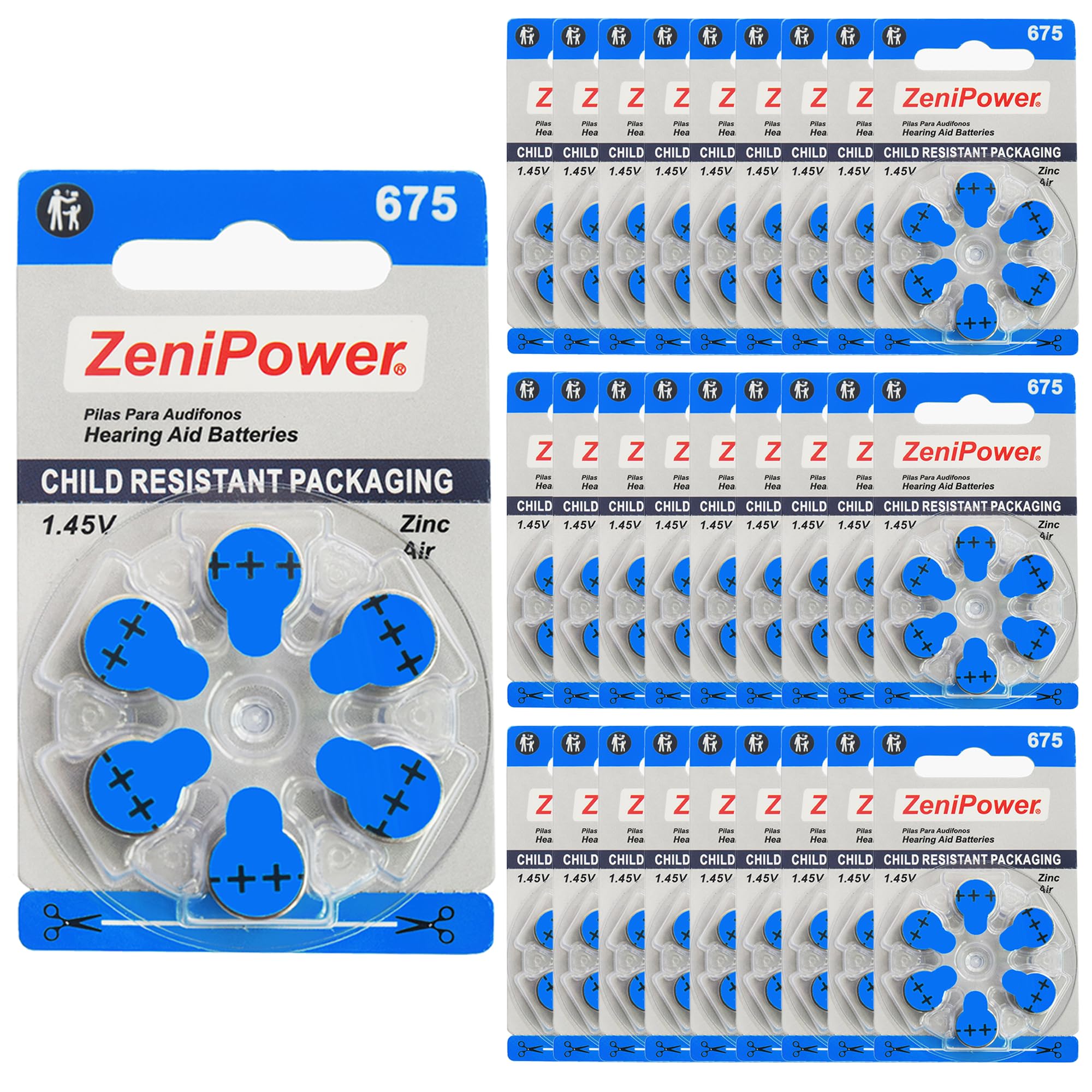 ZeniPower Lot de 180 piles taille 675 pour appareil auditif