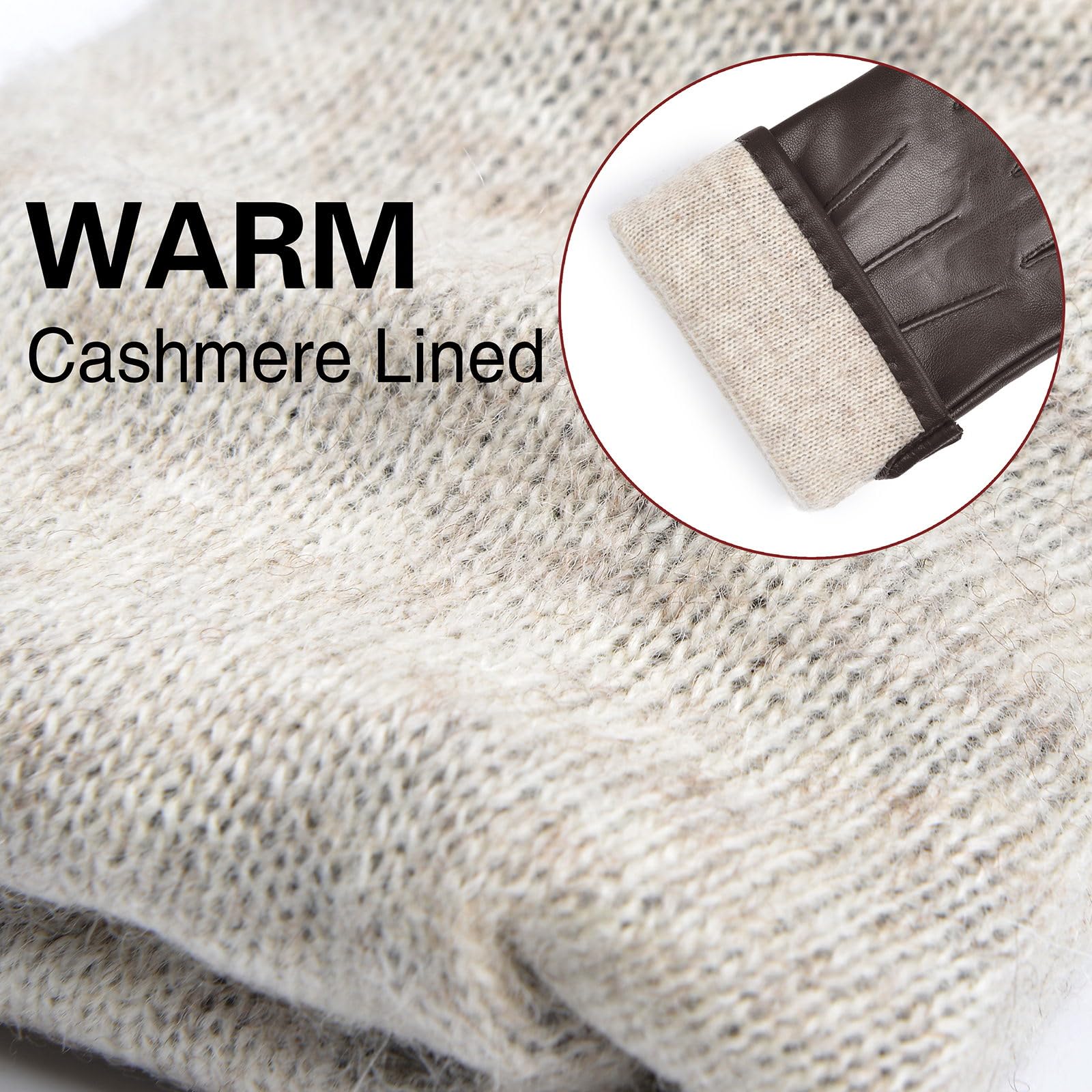 Harssidanzar Guanti da uomo in pelle foderati in cashmere caldi e touchscreen SM052EU