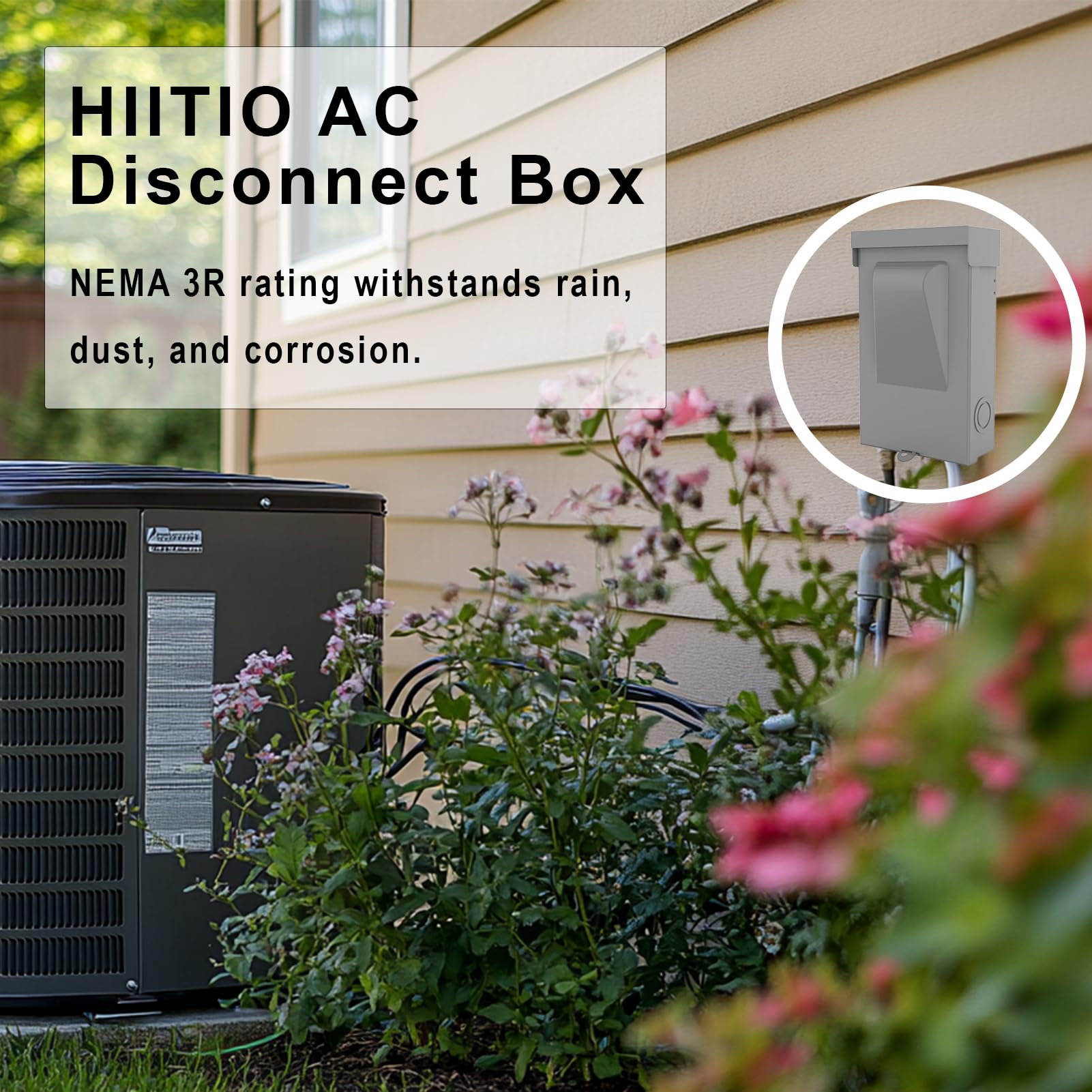 Niebezpiecznikowa metalowa skrzynka rozłączająca AC, 120/240 VAC, 60 A, homologacja UL do systemów HVAC/solarnych/urządzeń basenowych