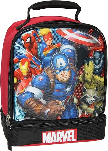 Bioworld Marvel Universe Comics Avengers Captain America - Lonchera aislada con doble compartimento