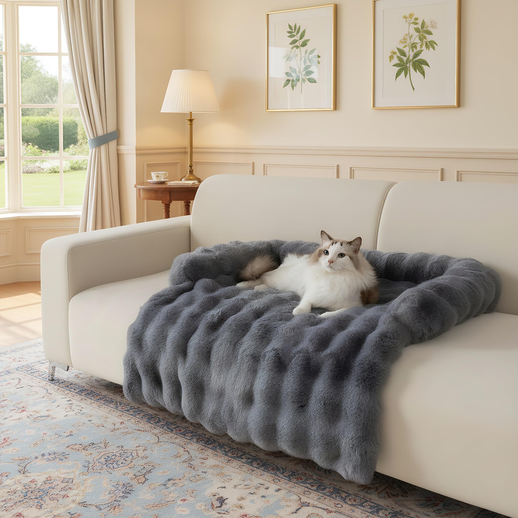 LiveGo Thick Rabbit Plush Pet Couch Cover, Washable Anti-Slip Dog Bed Mat, Fluffy Furniture Protector for Pets, Soft Durable Sofa Shield for Cats & Dogs, Cozy and Easy to Maintain — image 1