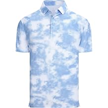 Alex Vando Mens Golf Shirts Moisture Wicking Quick-Dry Short Sleeve Casual Print Collared Polo Shirts for Men