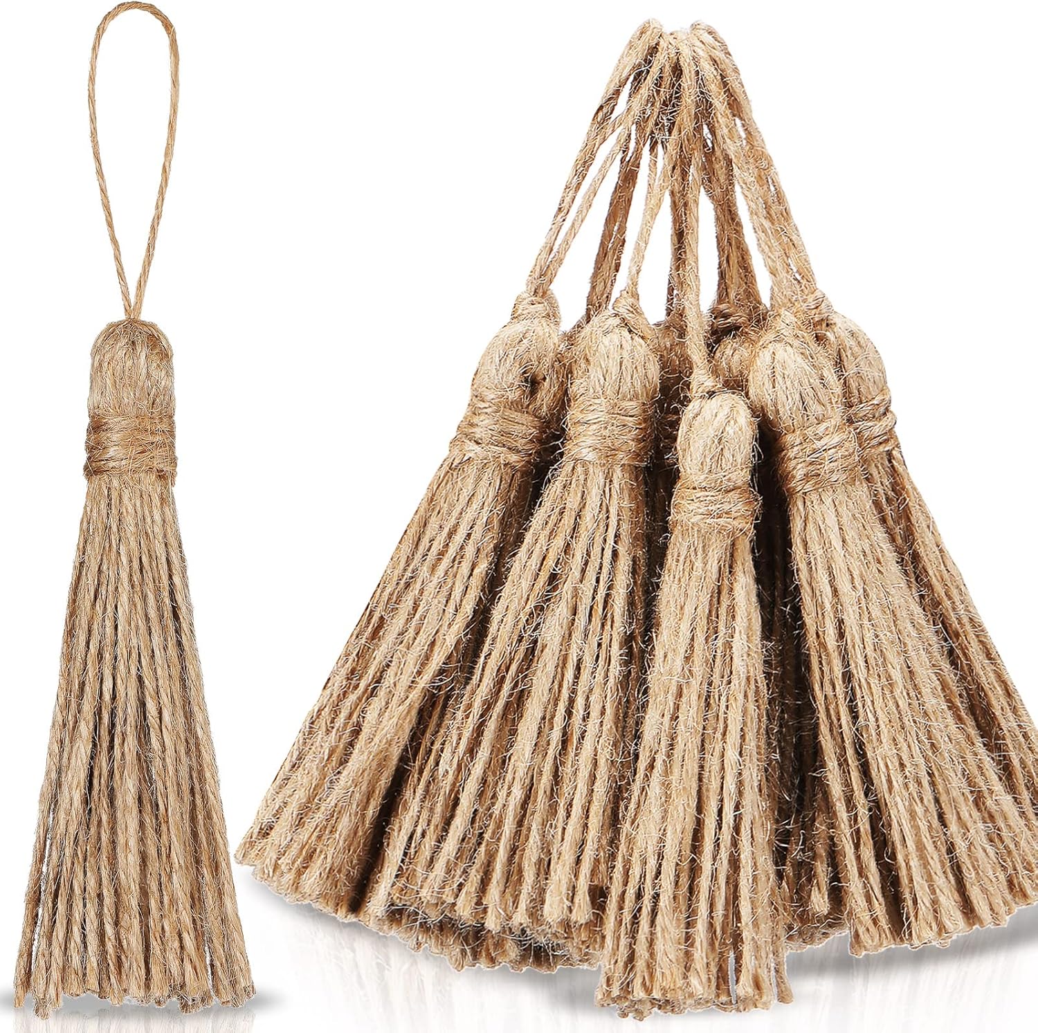 100 Pcs Natural Jute Style Tassels Decorative Burlap Rope