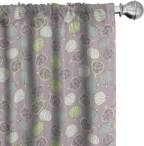 Miniatura 21 de Ambesonne Cortinas grises para ventana, pequeños lunares sobre fondo blanco, estilo retro, patrón tradicional pastel, decoración ligera, juego de 2