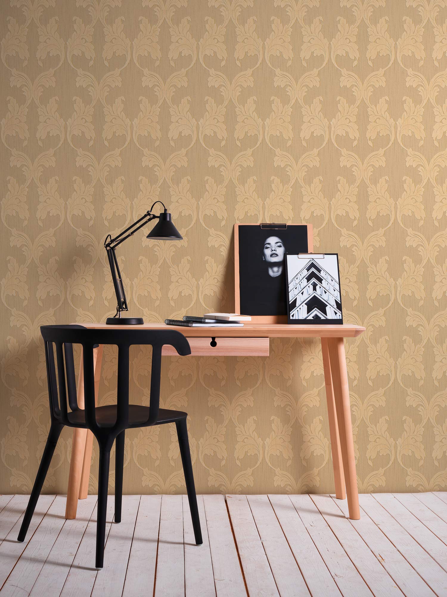 A.S. Création Architects Paper Textiltapete Tessuto Tapete mit Ornamenten barock 10,05 m x 0,53 m beige orange Made in Germany 956283 95628-3