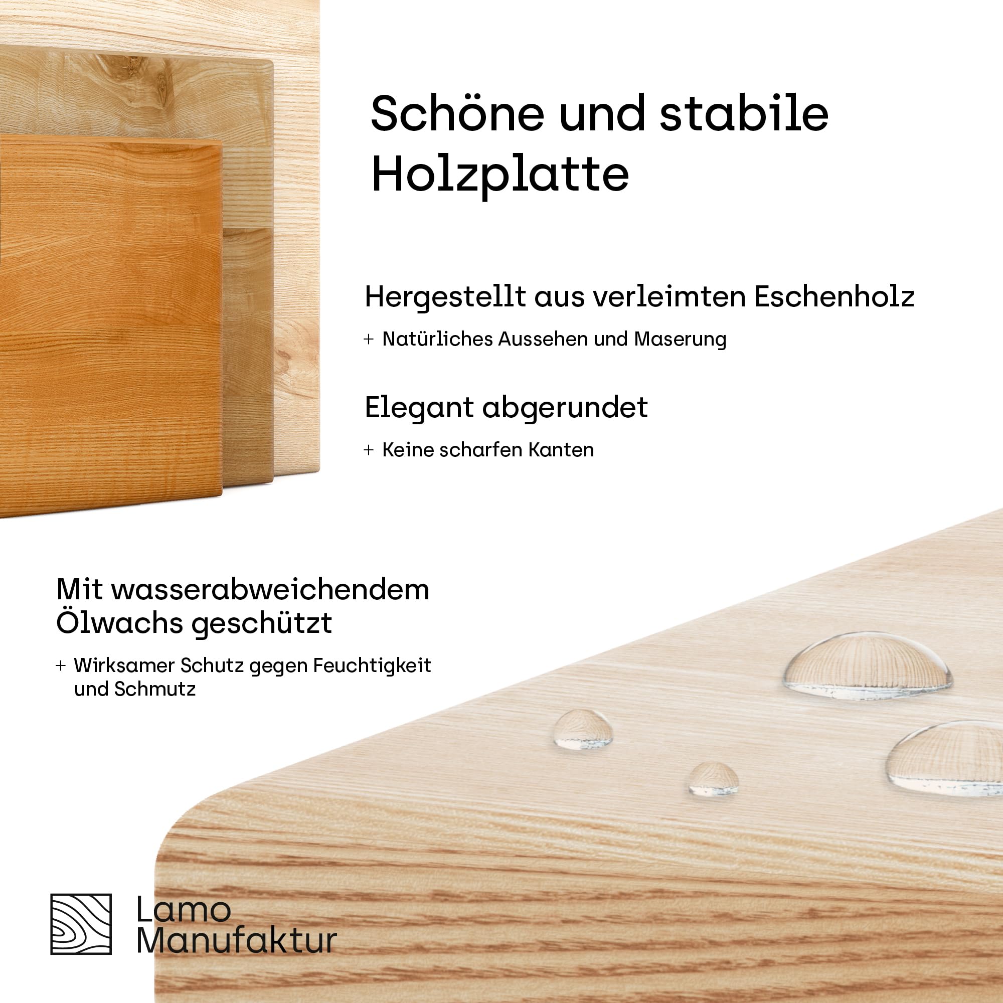 LAMO Manufaktur Pflanzenständer Set - 3 Stücke 30/50/70 cm | Blumenständer Weiss Metall | Blumenhocker Holz mit Natur Farbe | 100% Echtholz | Sockel für Zimmerpflanzen
