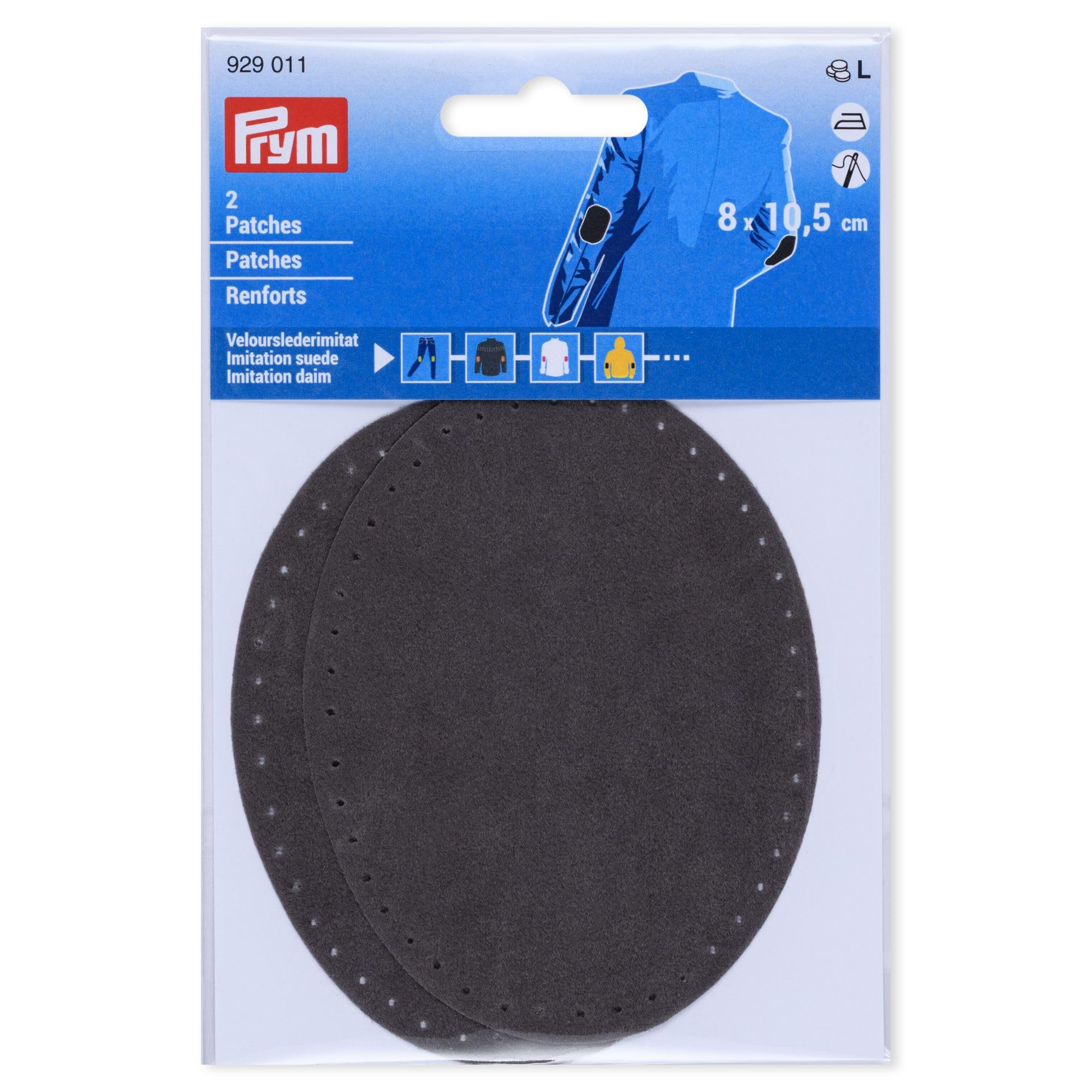 Prym 929011 8 x 10.5 cm Faux Suede Iron-On Patches Medium Grey