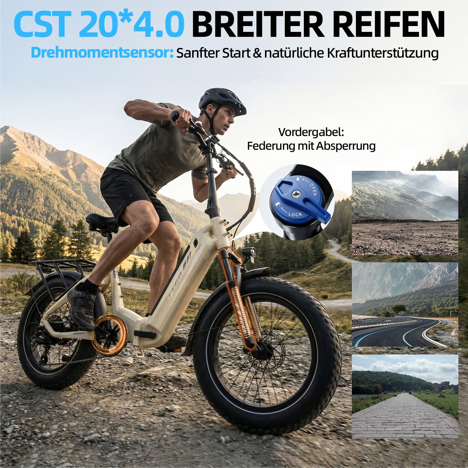 TTGO F6 Boost Vélo électrique 20" Fatbike pliable pour homme et femme Batterie 48 V 18 Ah 250 W 70 Nm, jusqu'à 150 km, pour ville, trajets et excursions