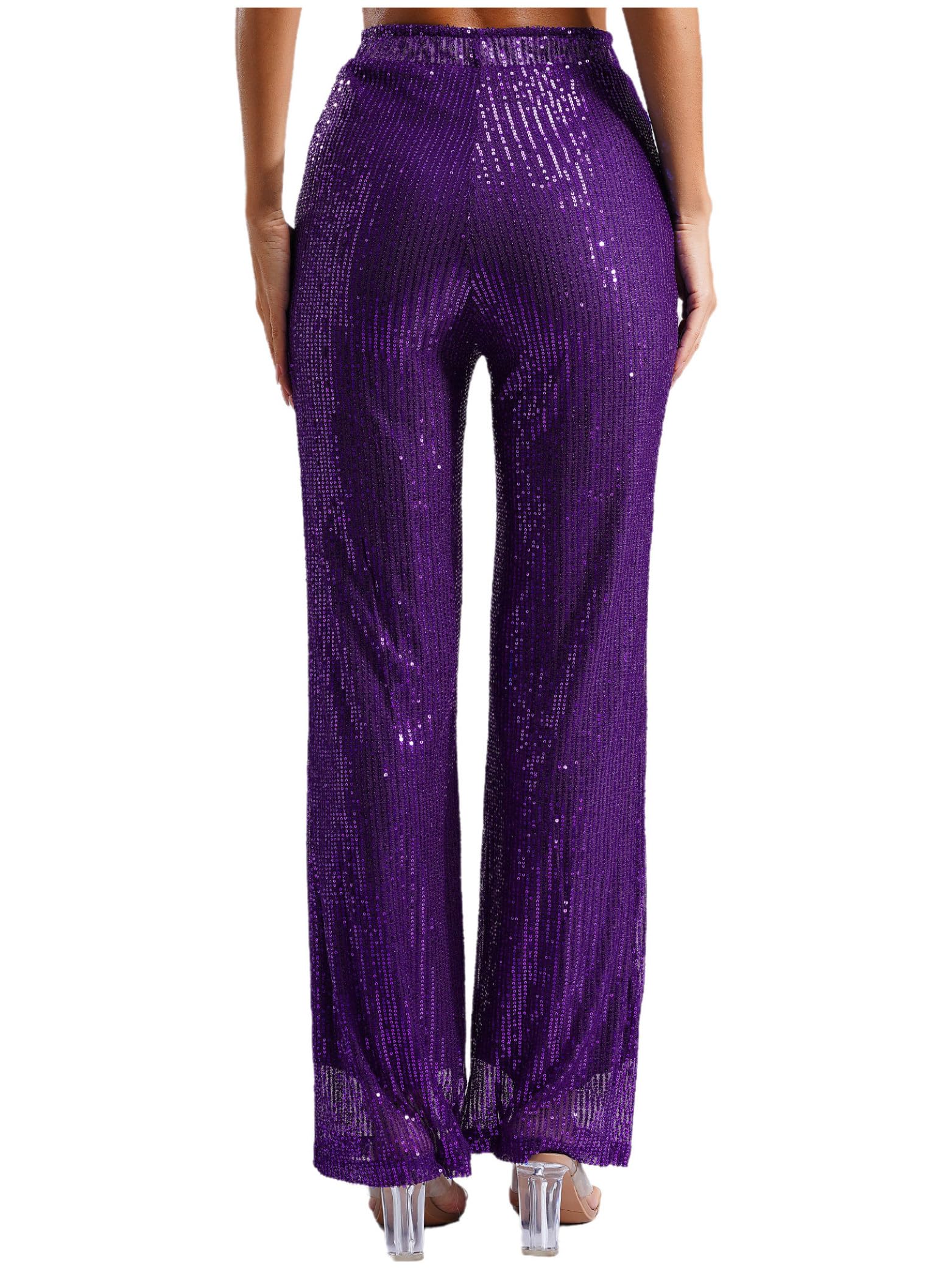 Pantalon Danse Disco Paillette Femme Pantalon Jambe Large Déguisement Année 70 Clubwear