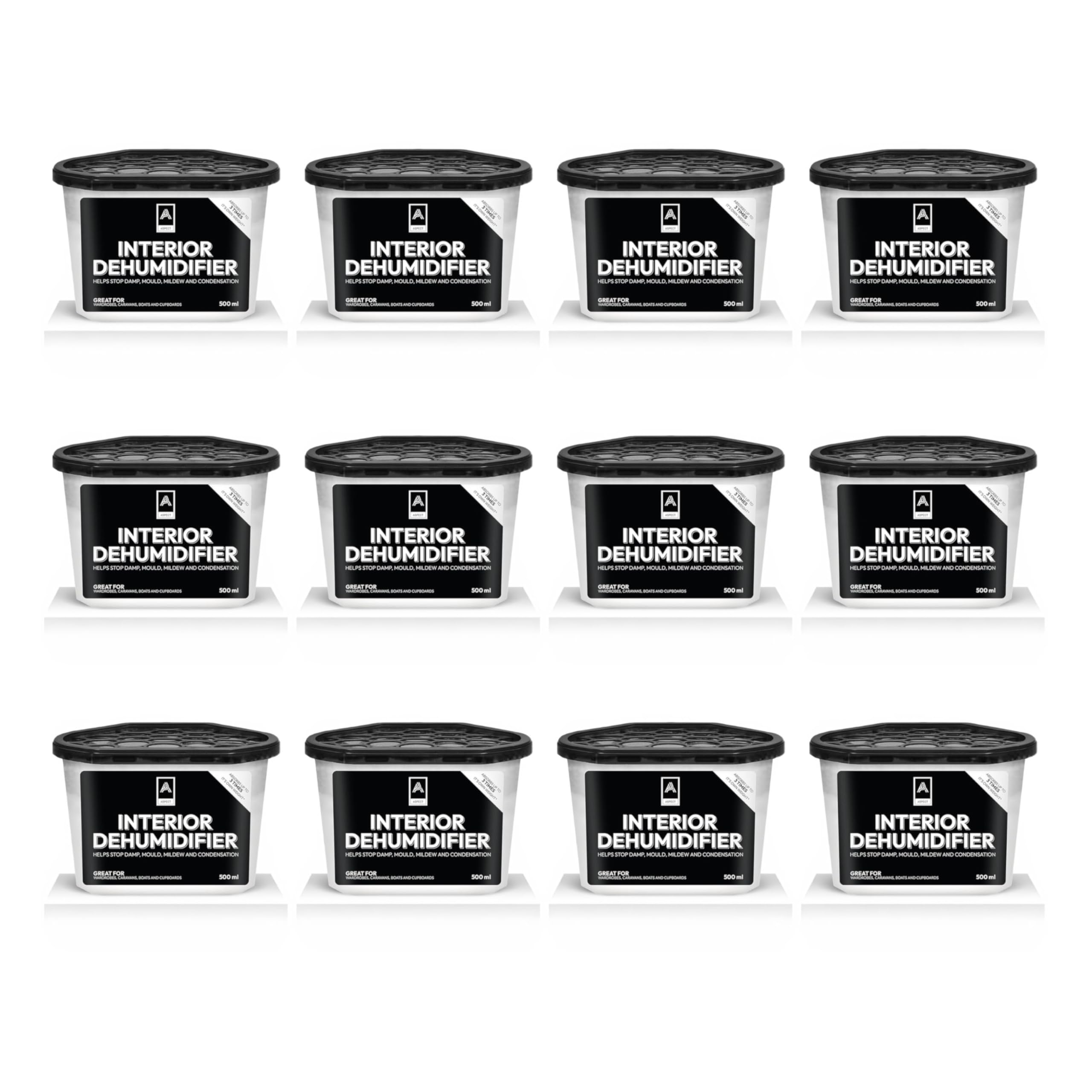 Aspect Home| Dehumidifier 500ml | Moisture Absorber | Condensation Remover | Long Lasting | For Damp, Mould & Mildew |Disposable Dehumidifier For Home, Bathroom, Kitchen & Wardrobe (12)