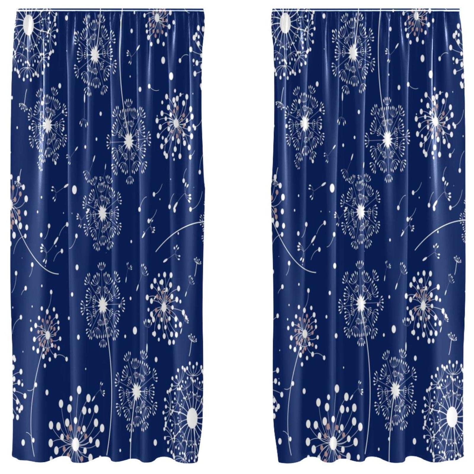 Cortinas opacas de diente de león blancas de 55x84 pulgadas para un descanso oscuro sin luz externa