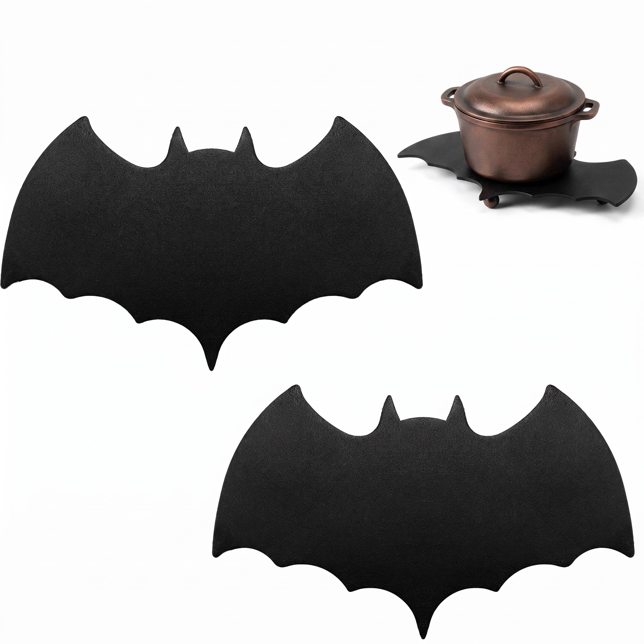 Meanplan 2 Pack Halloween Cast Iron Trivet Bat Gothic Kitchen Decor 7.8"