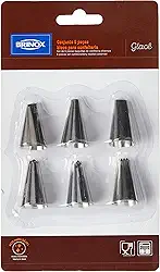 Conjunto 6 Peças, com 4 Bico Para Confeitar 3,2 cm Glacê e 2 Bicos 1,8x2,8cm, Aço Inox, Brinox